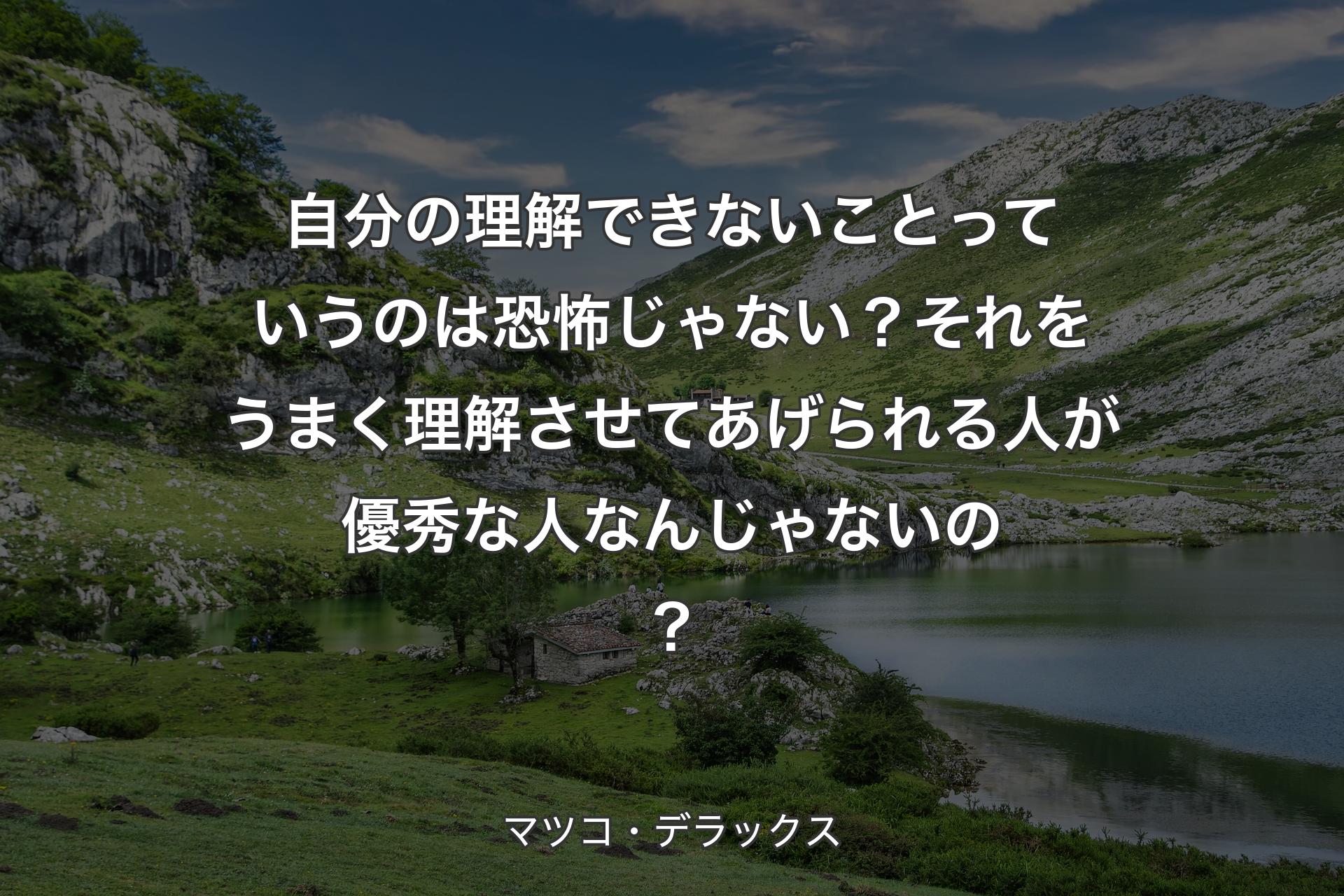 【背景1】自分の理解できないことっていうのは恐怖じゃない？それをうまく理解させてあげられる人が優秀な人なんじゃないの？ - マツコ・デラックス