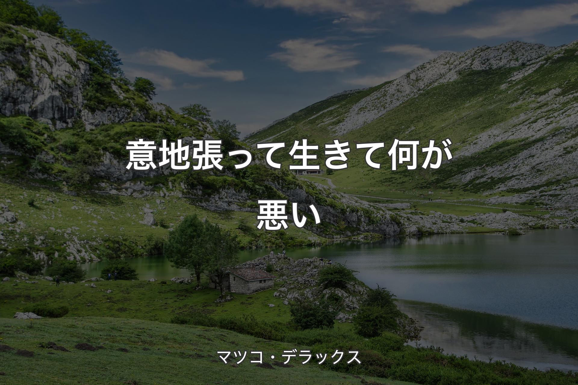 意地張って生きて何が悪い - マツコ・デラックス