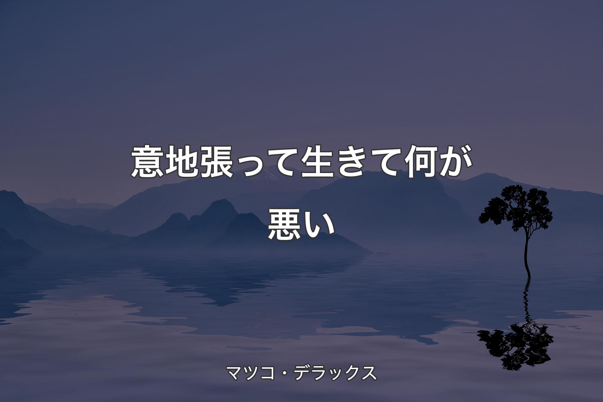 【背景4】意地張って生きて何が悪い - マツコ・デラックス