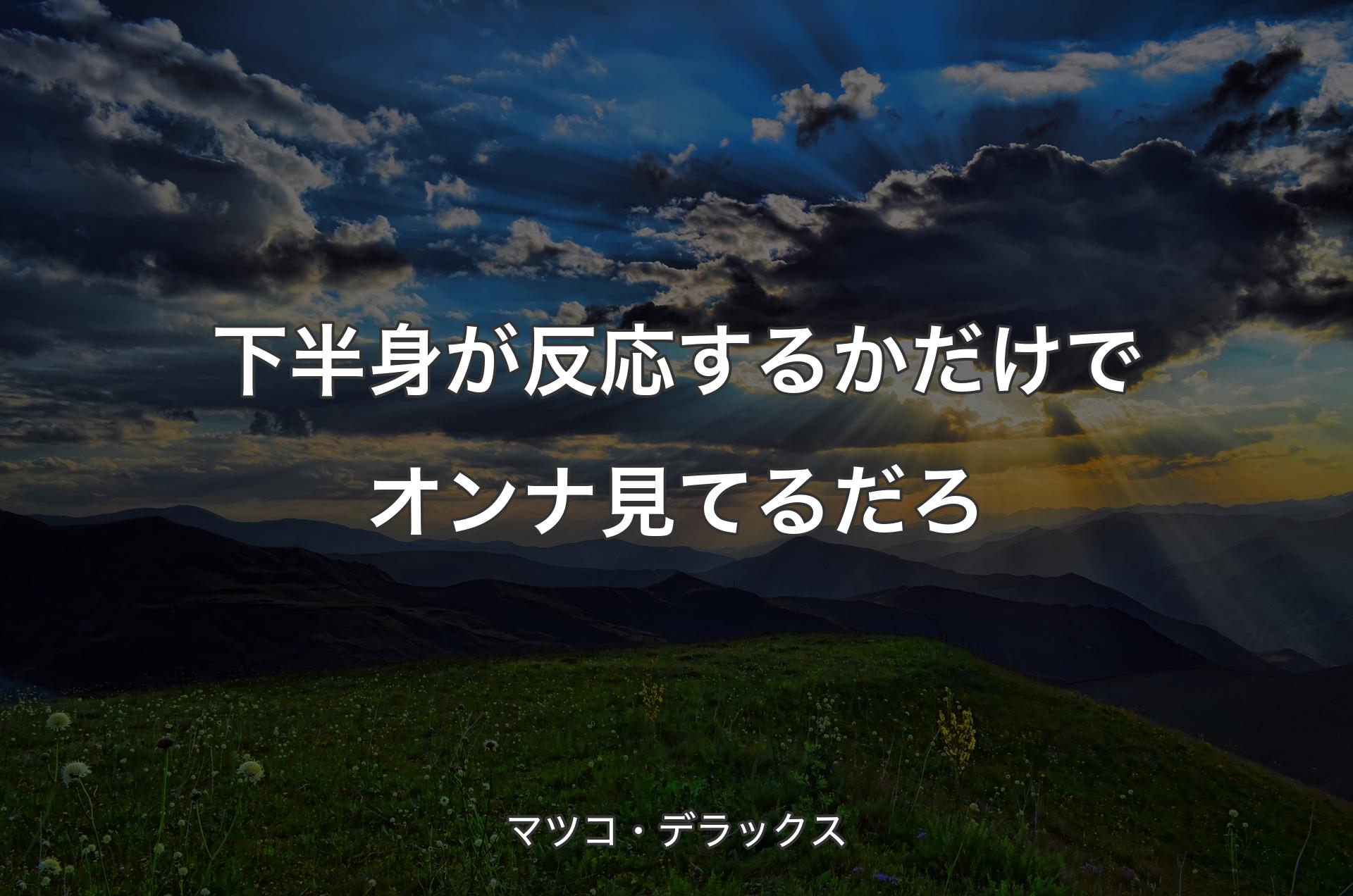 下半身が反応するかだけでオンナ見てるだろ - マツコ・デラックス