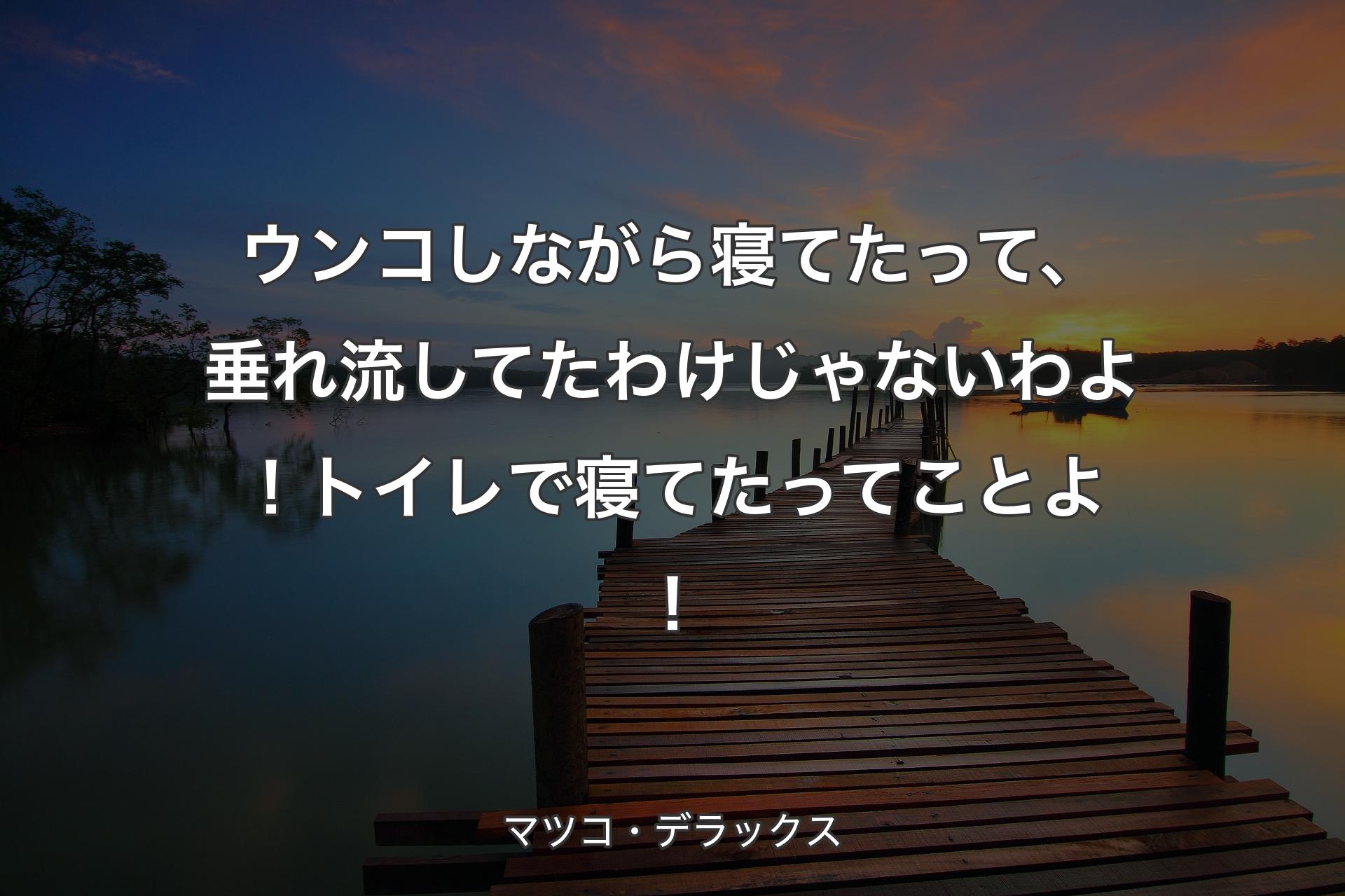 ウンコしながら寝てたって、垂れ流してたわけじゃないわよ！トイレで寝てたってことよ！ - マツコ・デラックス