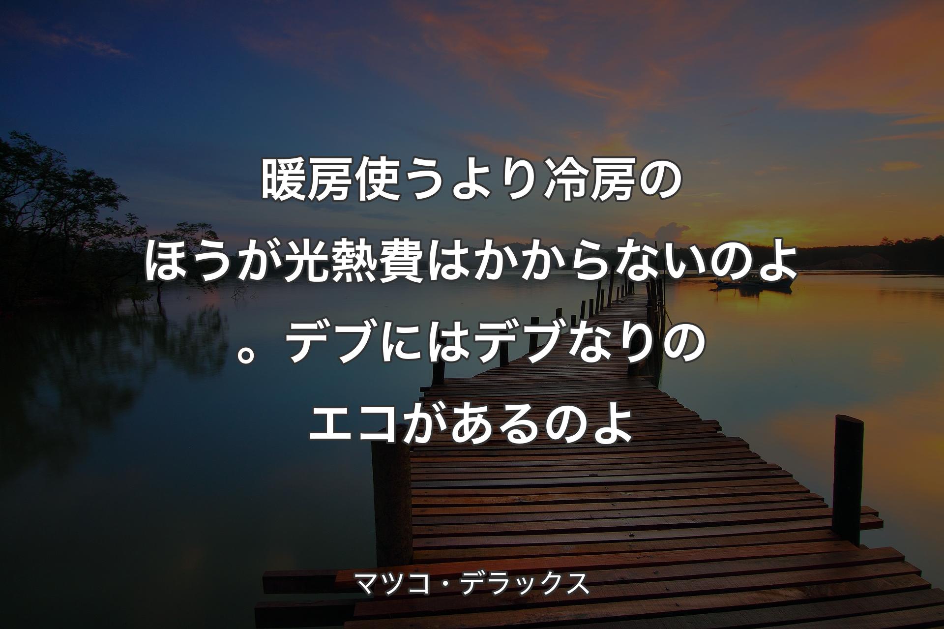 【背景3��】暖房使うより冷房のほうが光熱費はかからないのよ。デブにはデブなりのエコがあるのよ - マツコ・デラックス