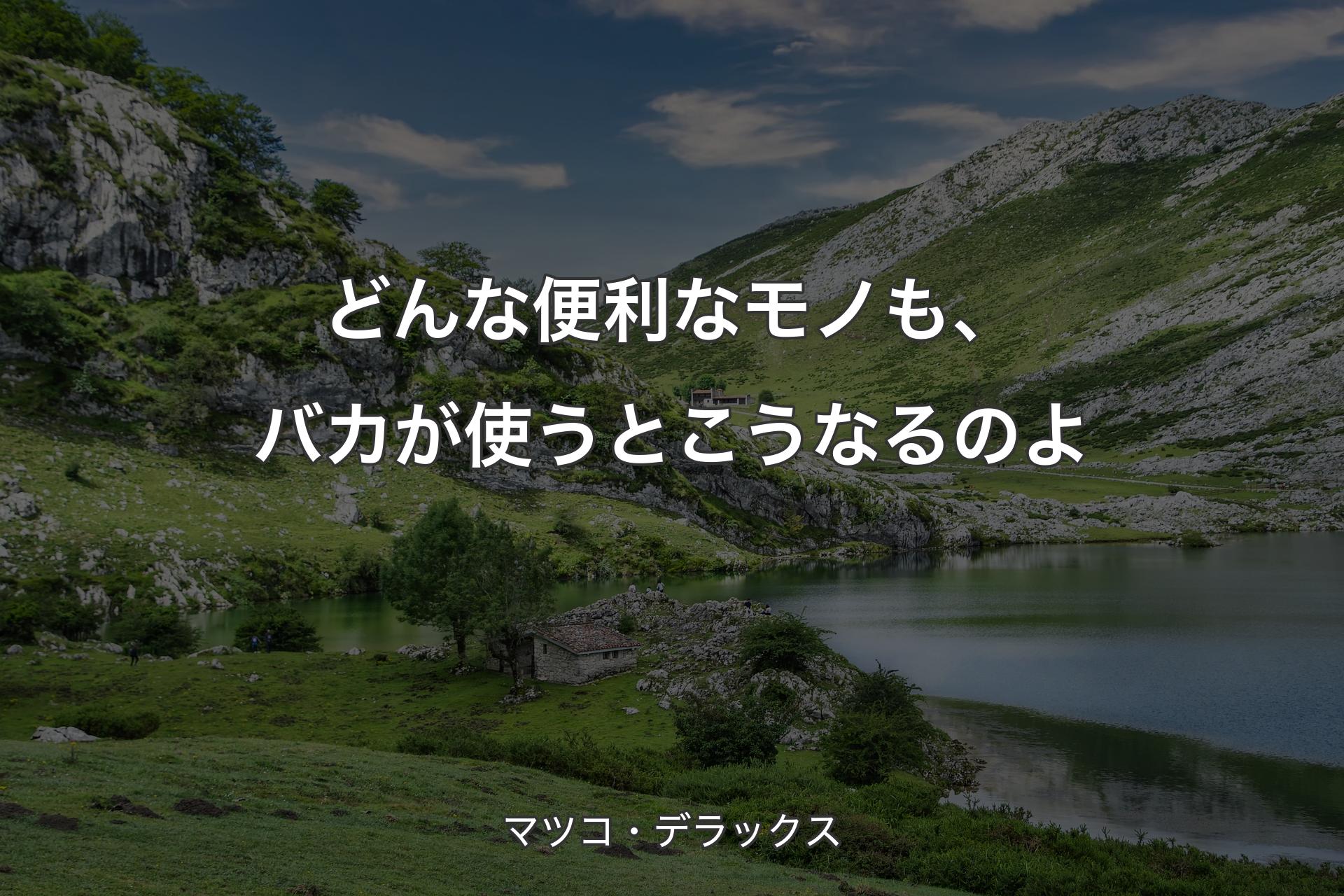 どんな便��利なモノも、バカが使うとこうなるのよ - マツコ・デラックス