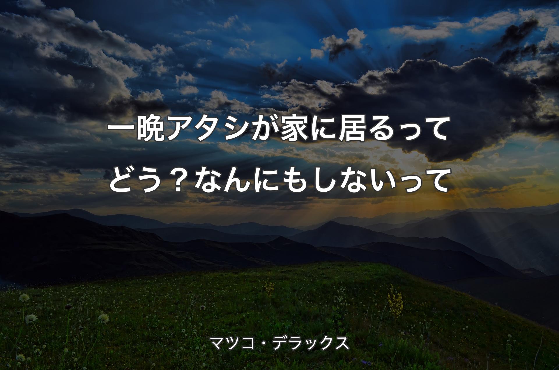 一晩アタシが家に居るってどう？なんにもしないって - マツコ・デラックス