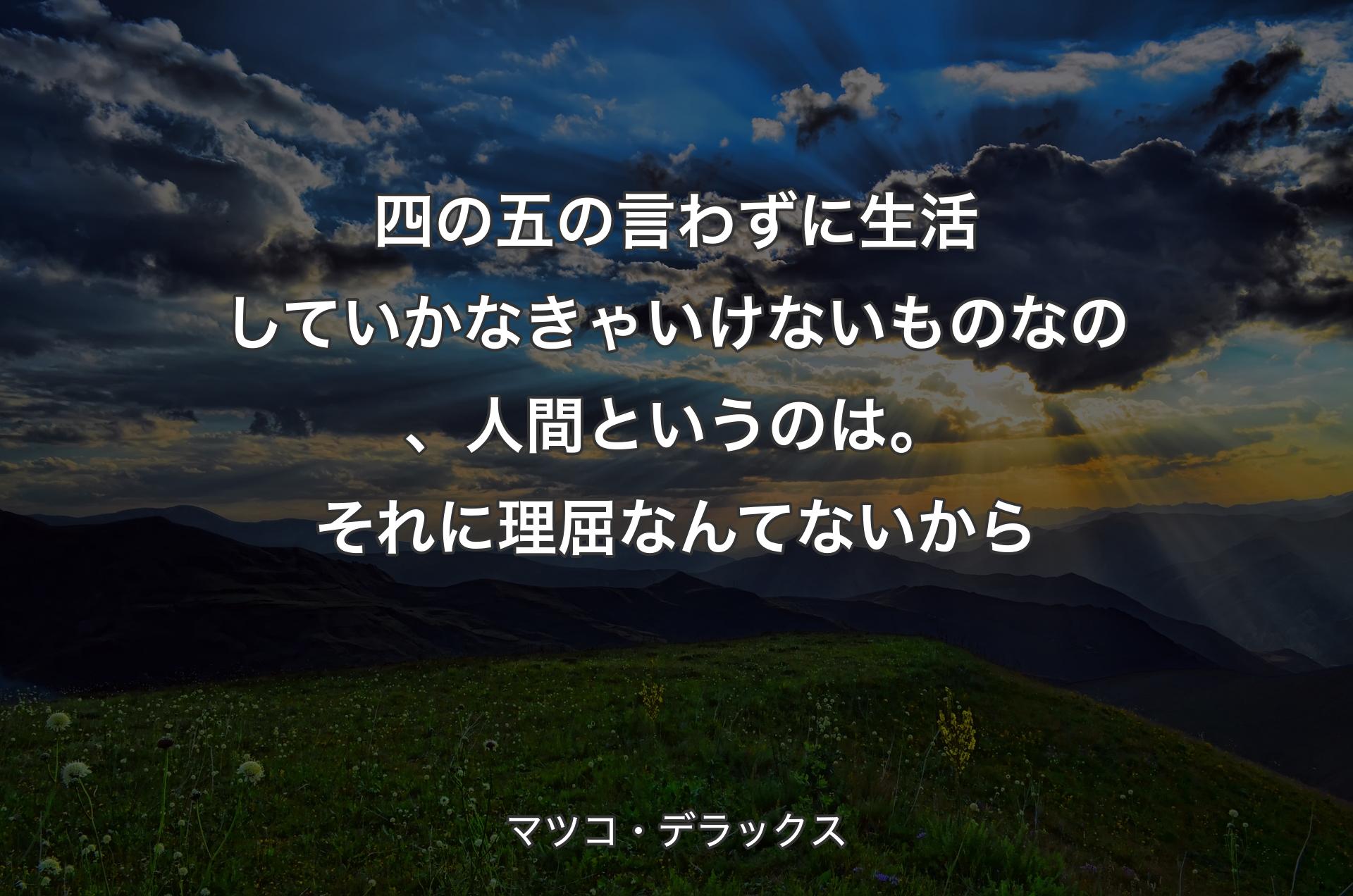 四の五の言わずに生活していかなきゃいけないものなの、人間というのは。それに理屈なんてないから - マツコ・デラックス