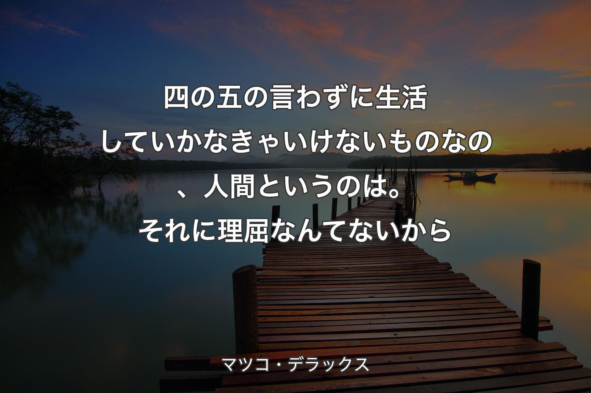 四の五の言わずに生活していかなきゃいけないものなの、人間というのは。それに理屈なんてないから - マツコ・デラックス