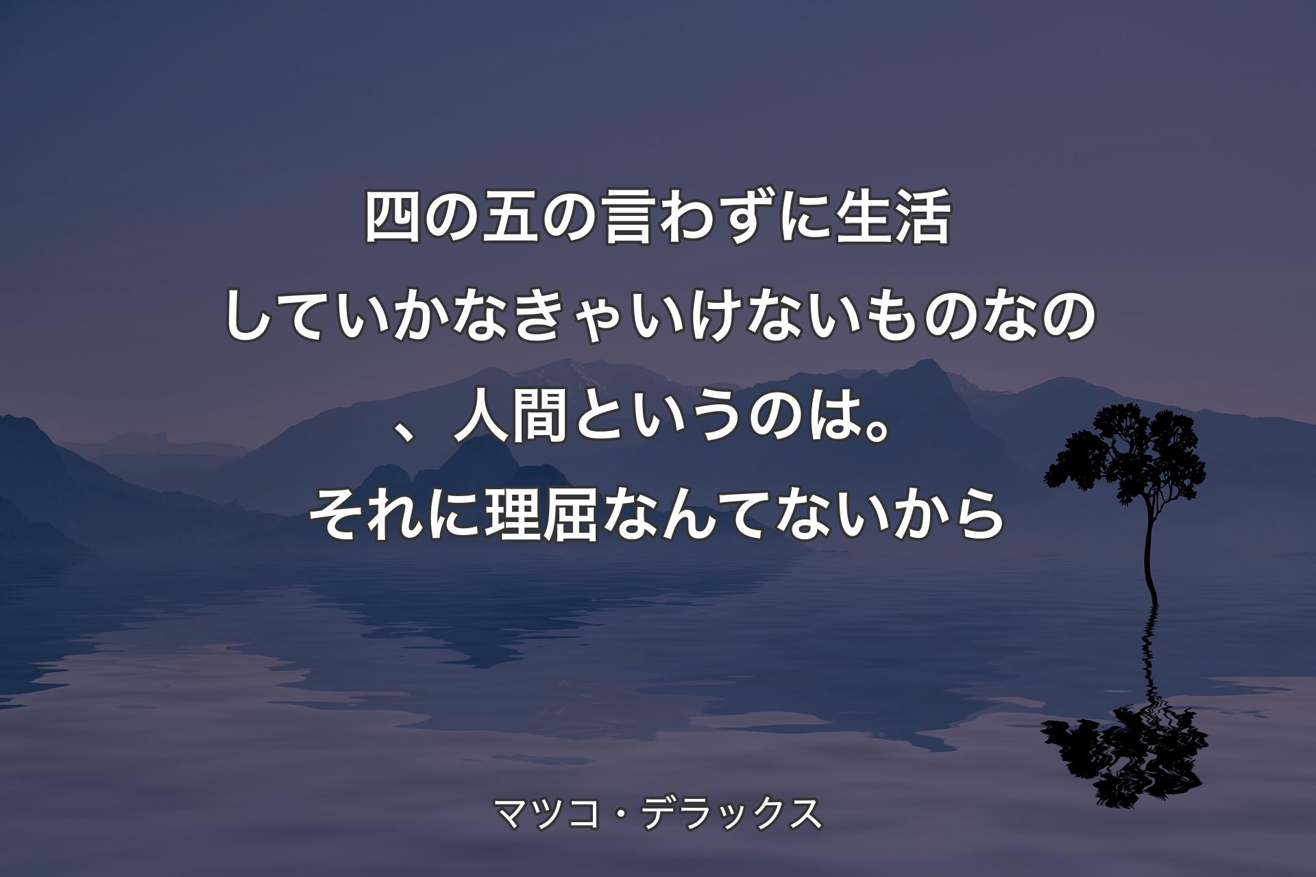 【背景4】四の五の言わずに生活していかなきゃいけないものなの、人間というのは。それに理屈なんてないから - マツコ・デラックス