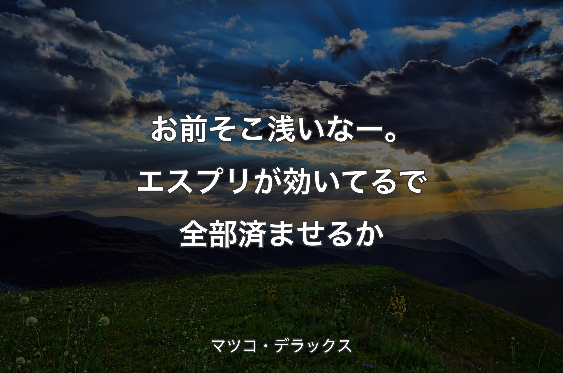 お前そこ浅いなー。エスプリが効いてるで全部済ませるか - マツコ・デラックス