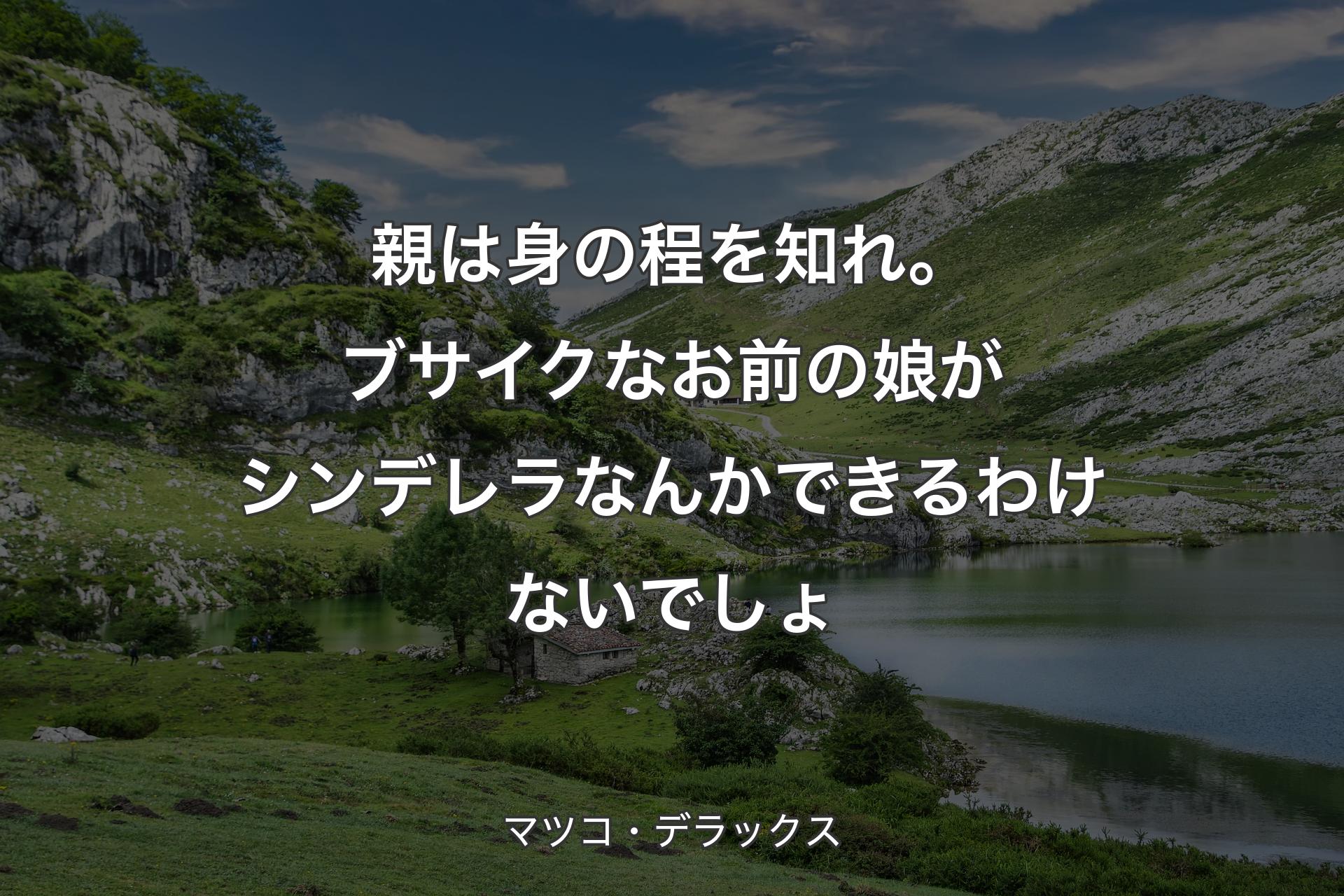 【背景1】親は身の程を知れ。ブサイクなお前の娘がシンデレラなんかできるわけないでしょ - マツコ・デラックス