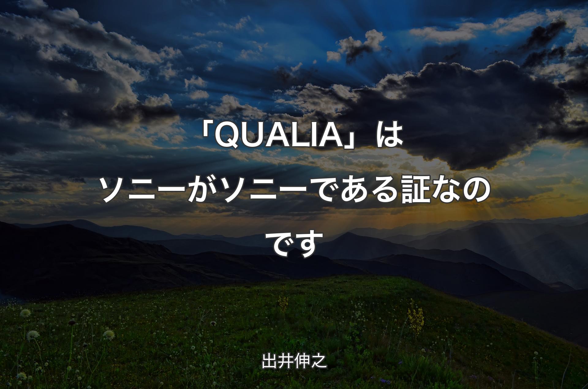 「QUALIA」はソニーがソニーである証なのです - 出井伸之