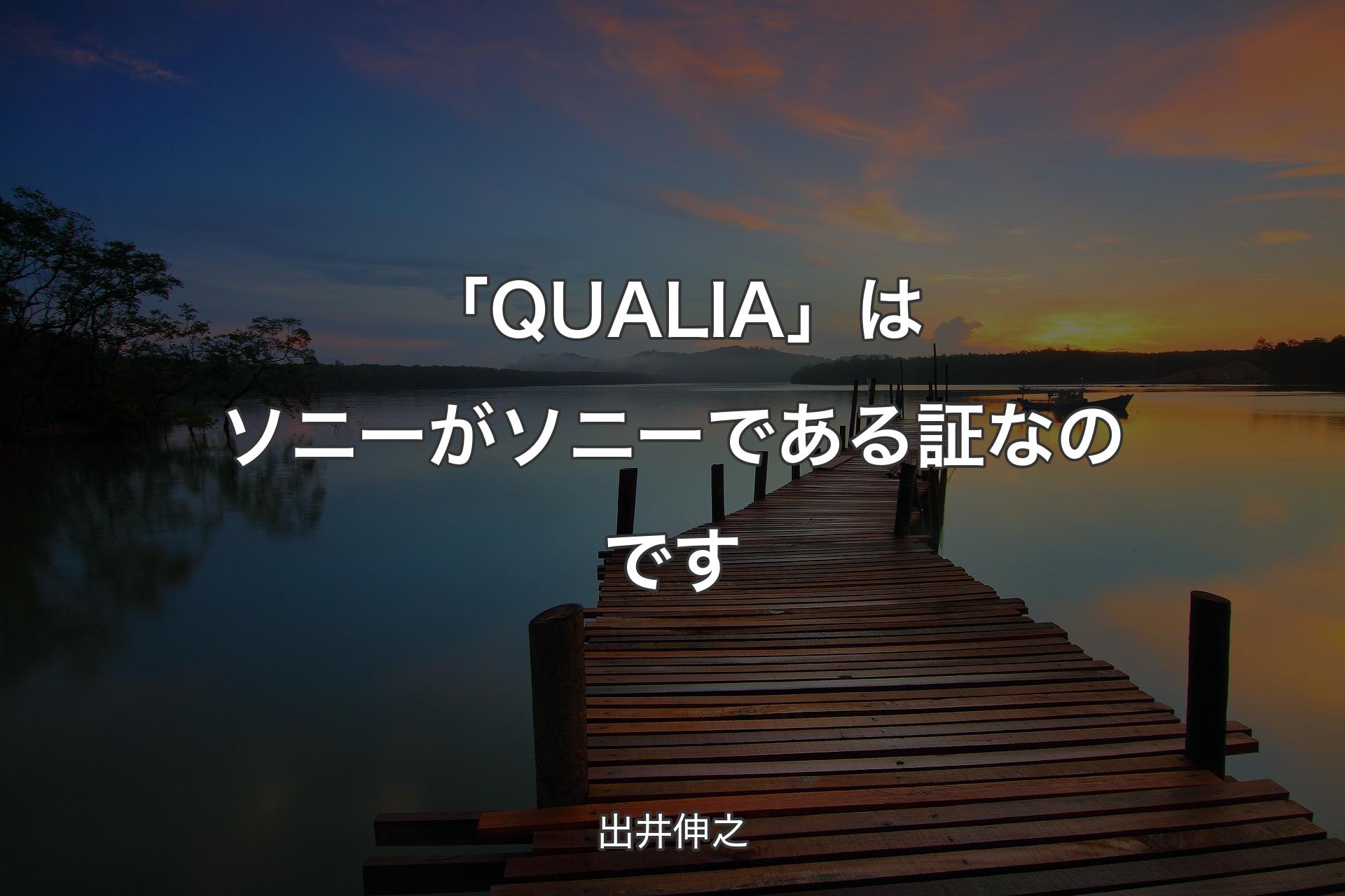 【背景3】「QUALIA」はソニーがソニーである証なのです - 出井伸之
