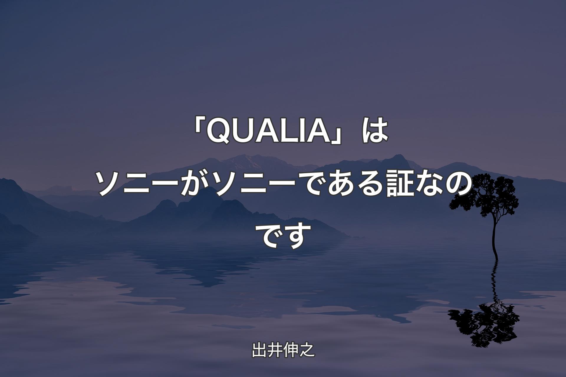 【背景4】「QUALIA」はソニーがソニーである証なのです - 出井伸之