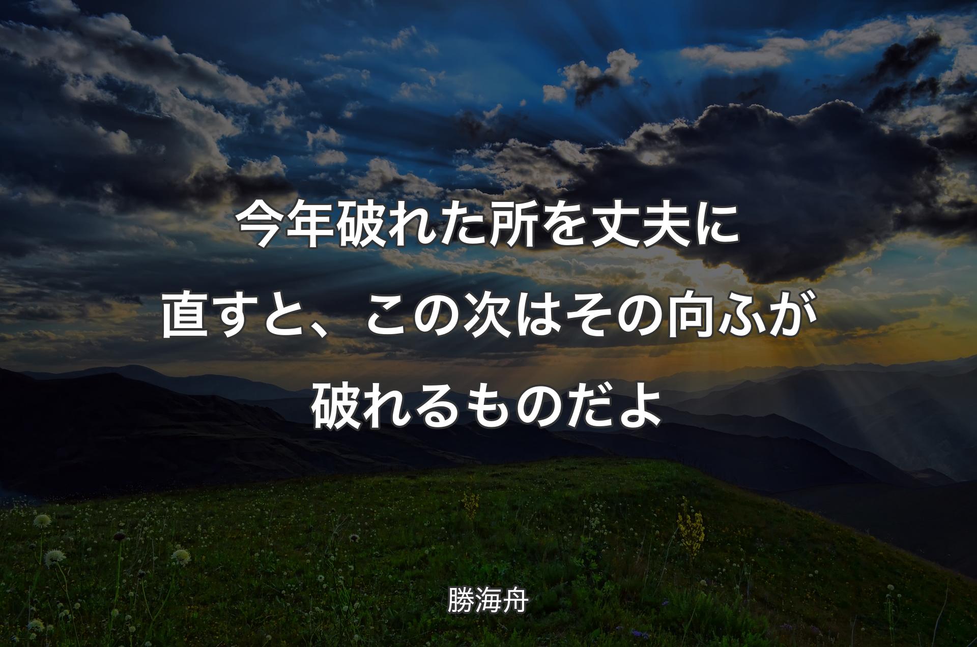 今年破れた所を丈夫に直すと、この次はその向ふが破れるものだよ - 勝海舟