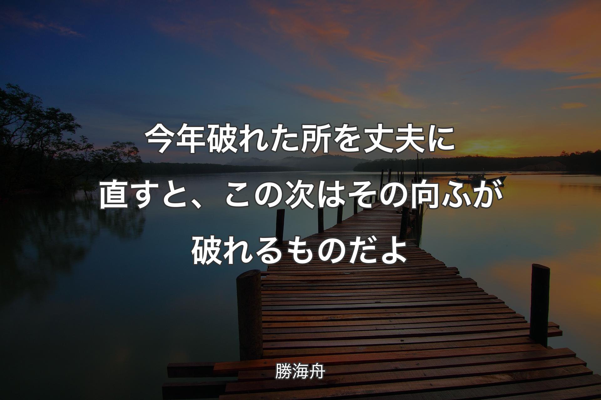 【背景3】今年破れた所を丈夫に直すと、この次はその向ふが破れるものだよ - 勝海舟