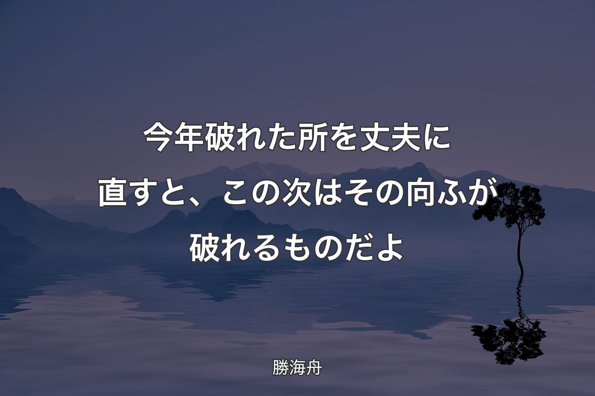 【背景4】今年破れた所を丈夫に��直すと、この次はその向ふが破れるものだよ - 勝海舟