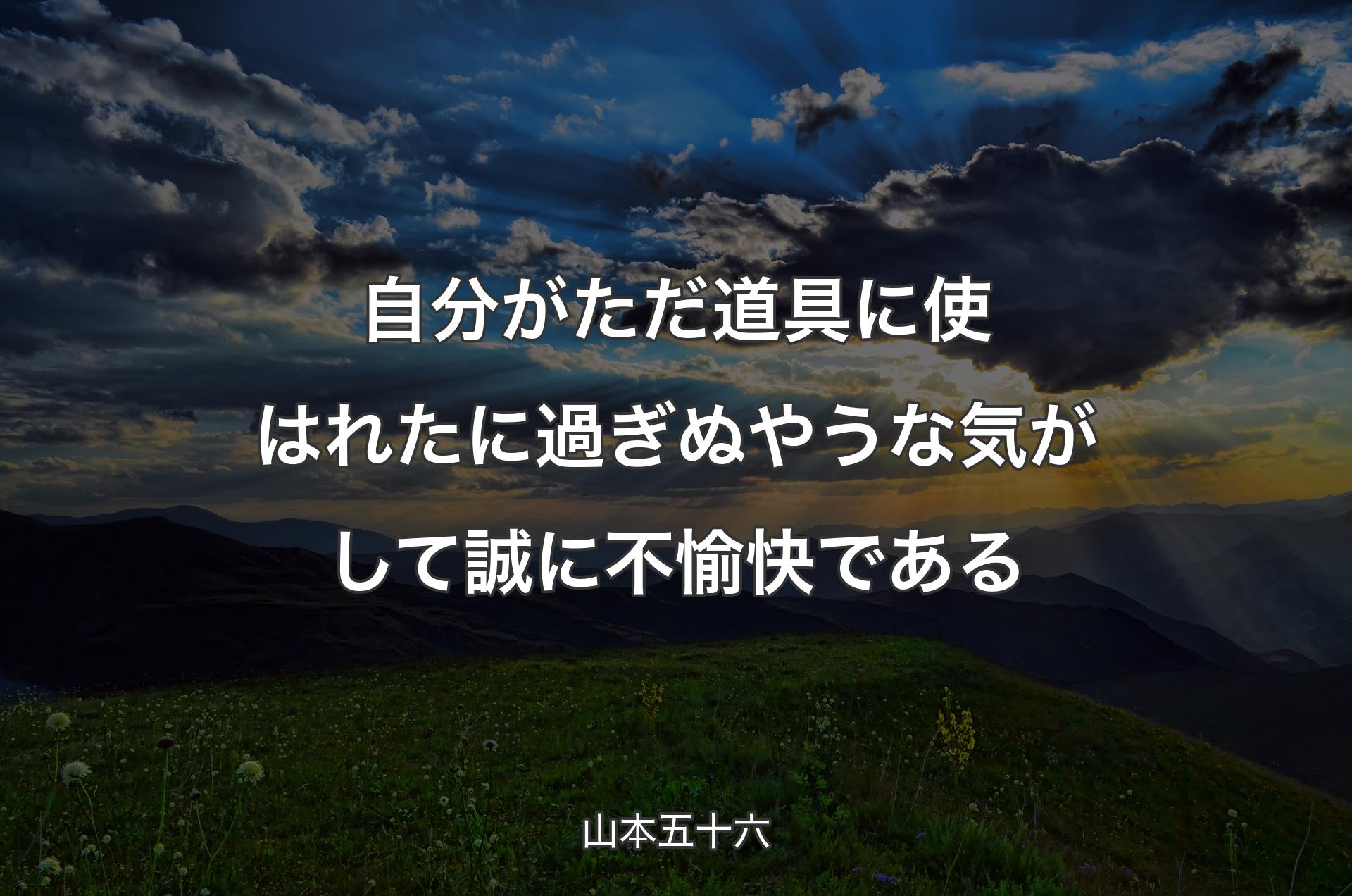 自分がただ道具に使はれたに過ぎぬやうな気がして誠に不愉快である - 山本五十六