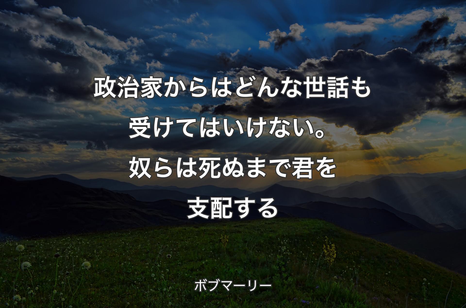 政治家からはどんな世話も受けてはいけない。奴らは死ぬまで君を支配する - ボブマーリー