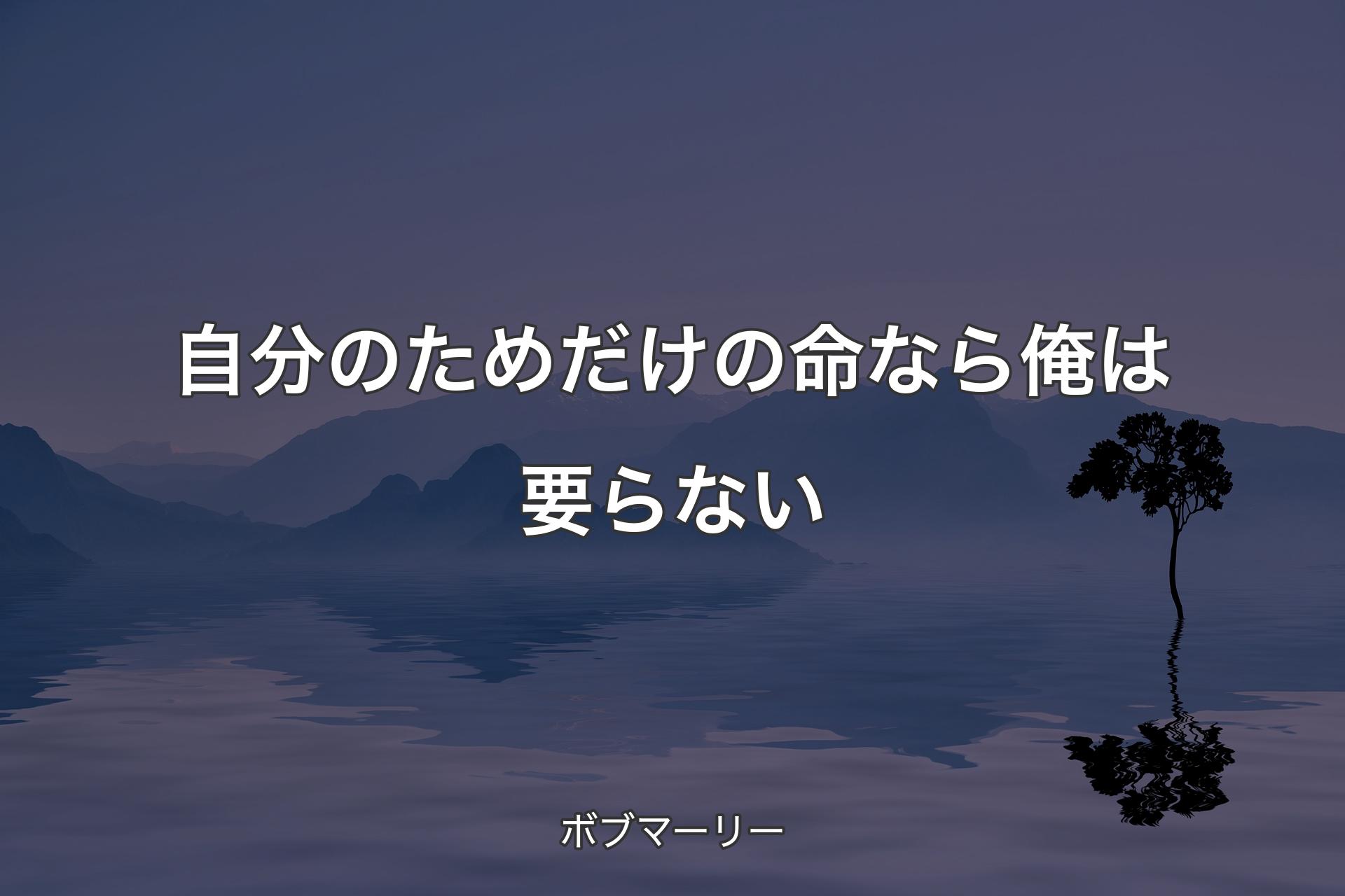 【背景4】自分のためだけの命なら俺は要らない - ボブマーリー