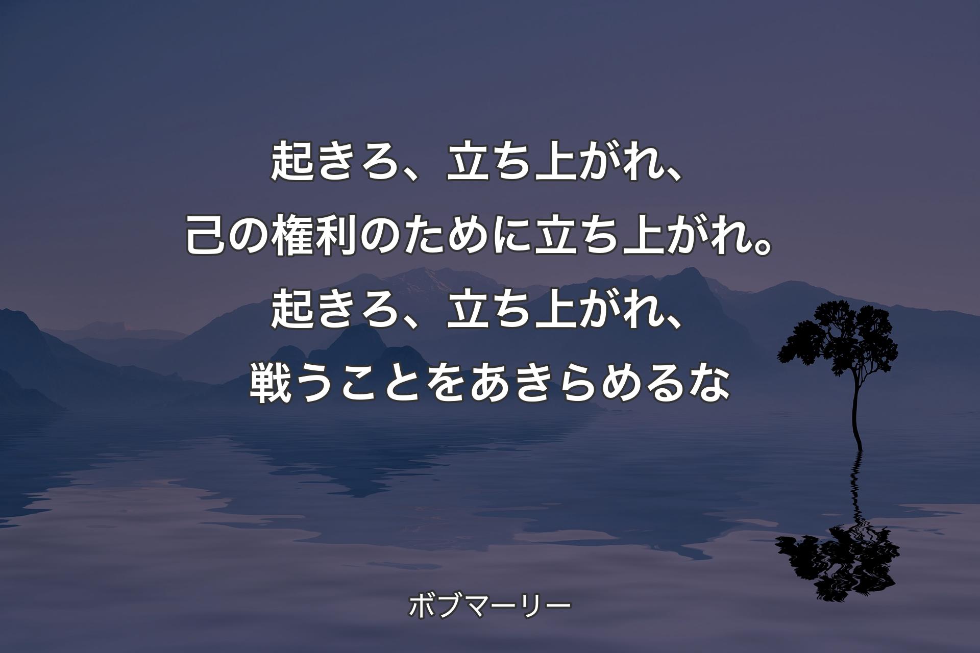 【背景4】起きろ、立ち上がれ、己の権利のために立ち上がれ。起きろ、立ち上がれ、戦うことをあきらめるな - ボブマーリー