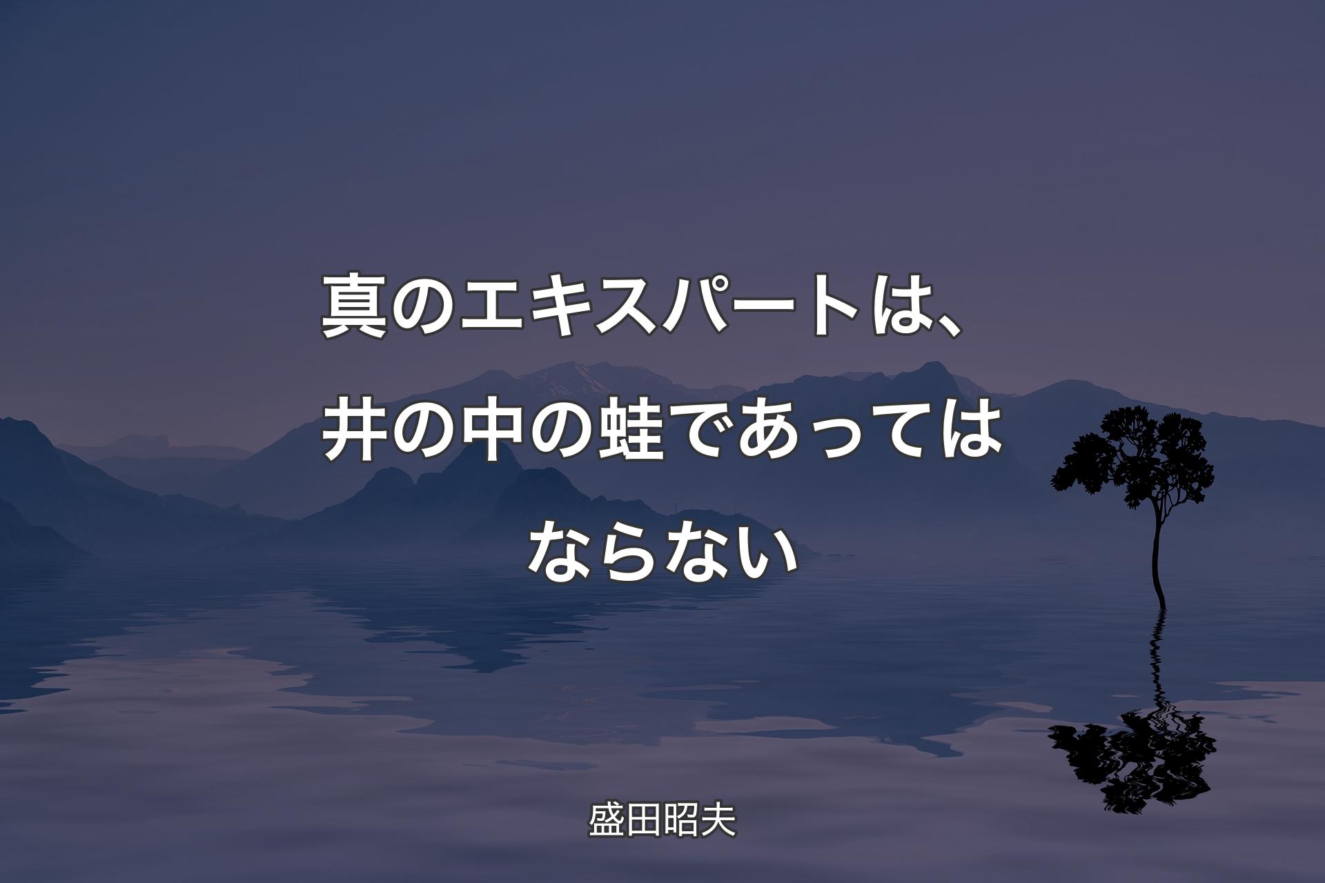 【背景4】真のエキスパートは、井の中の蛙であってはならない - 盛田昭夫