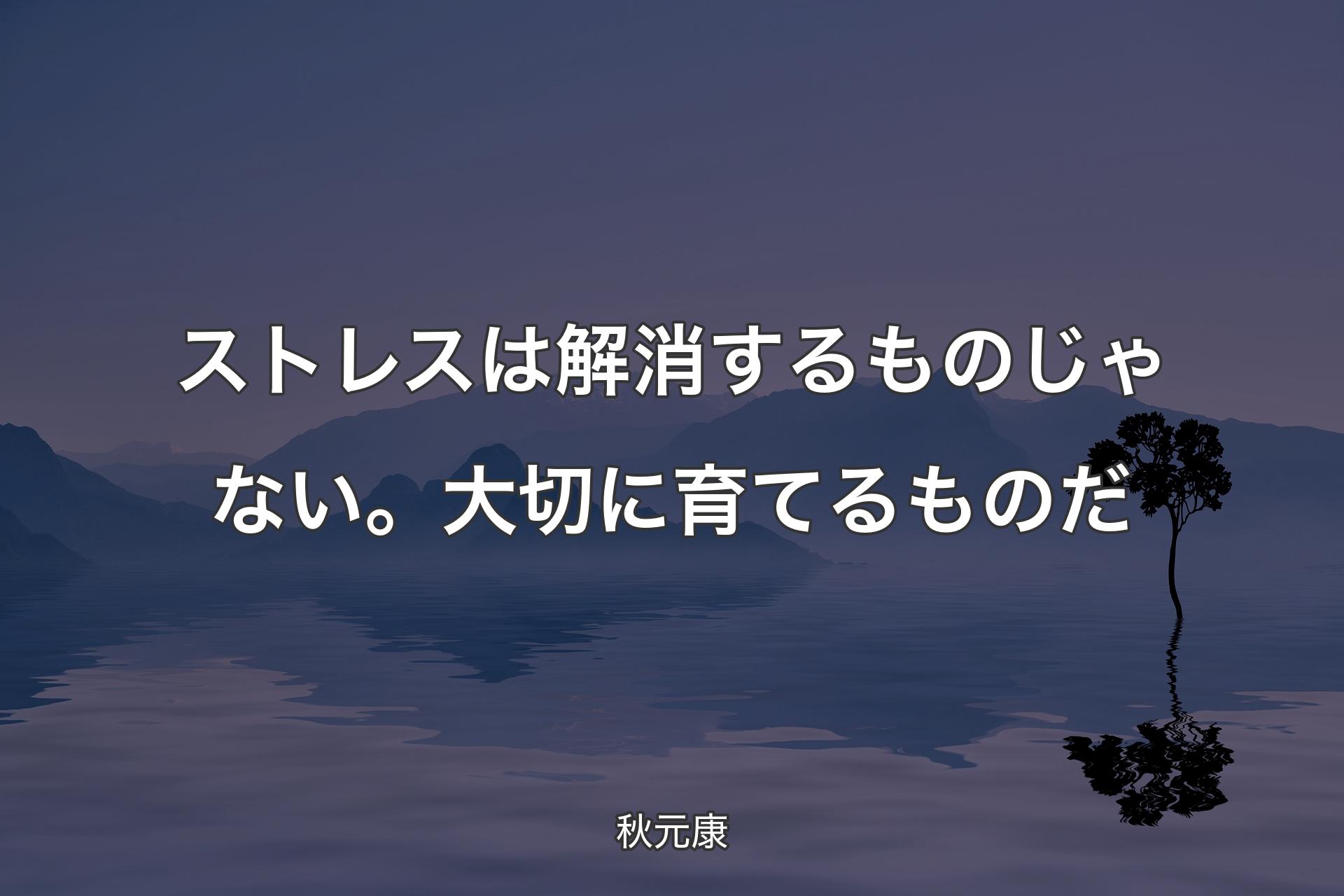 【背景4】ストレスは解消するものじゃない。大切に育てるものだ - 秋元康