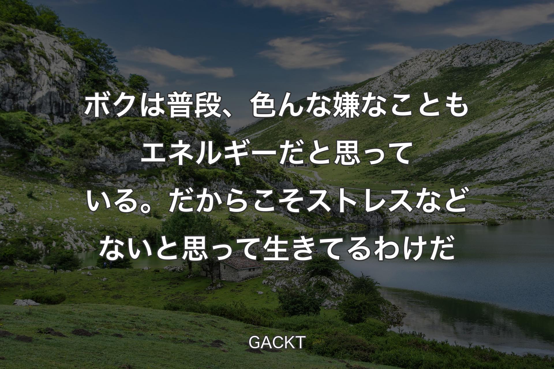 【背景1】ボクは普段、色んな嫌なこともエネルギーだと思っている。だからこそストレスなどないと思って生きてるわけだ - GACKT