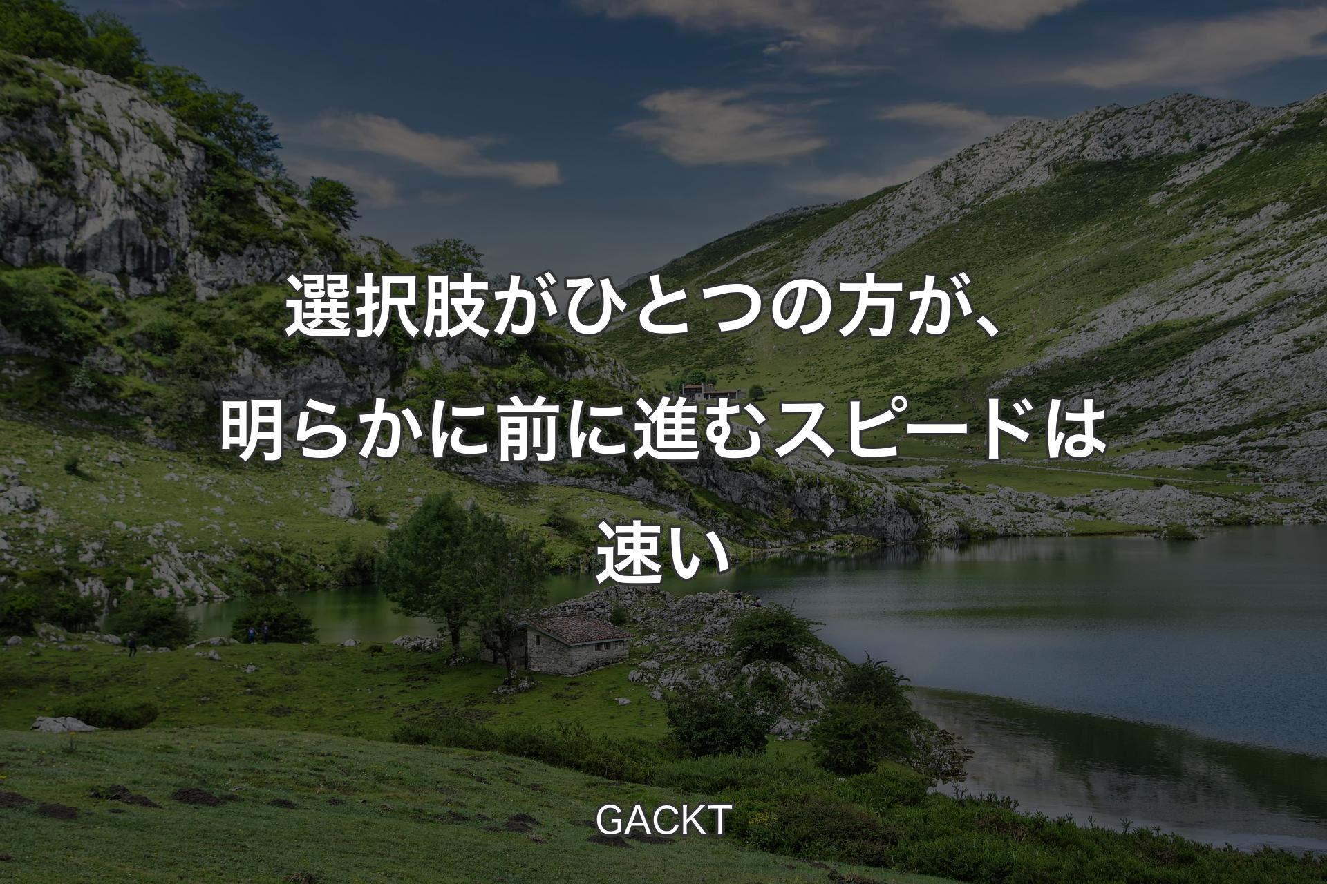 選択肢がひとつの方が、明らかに前に進むスピードは速い - GACKT