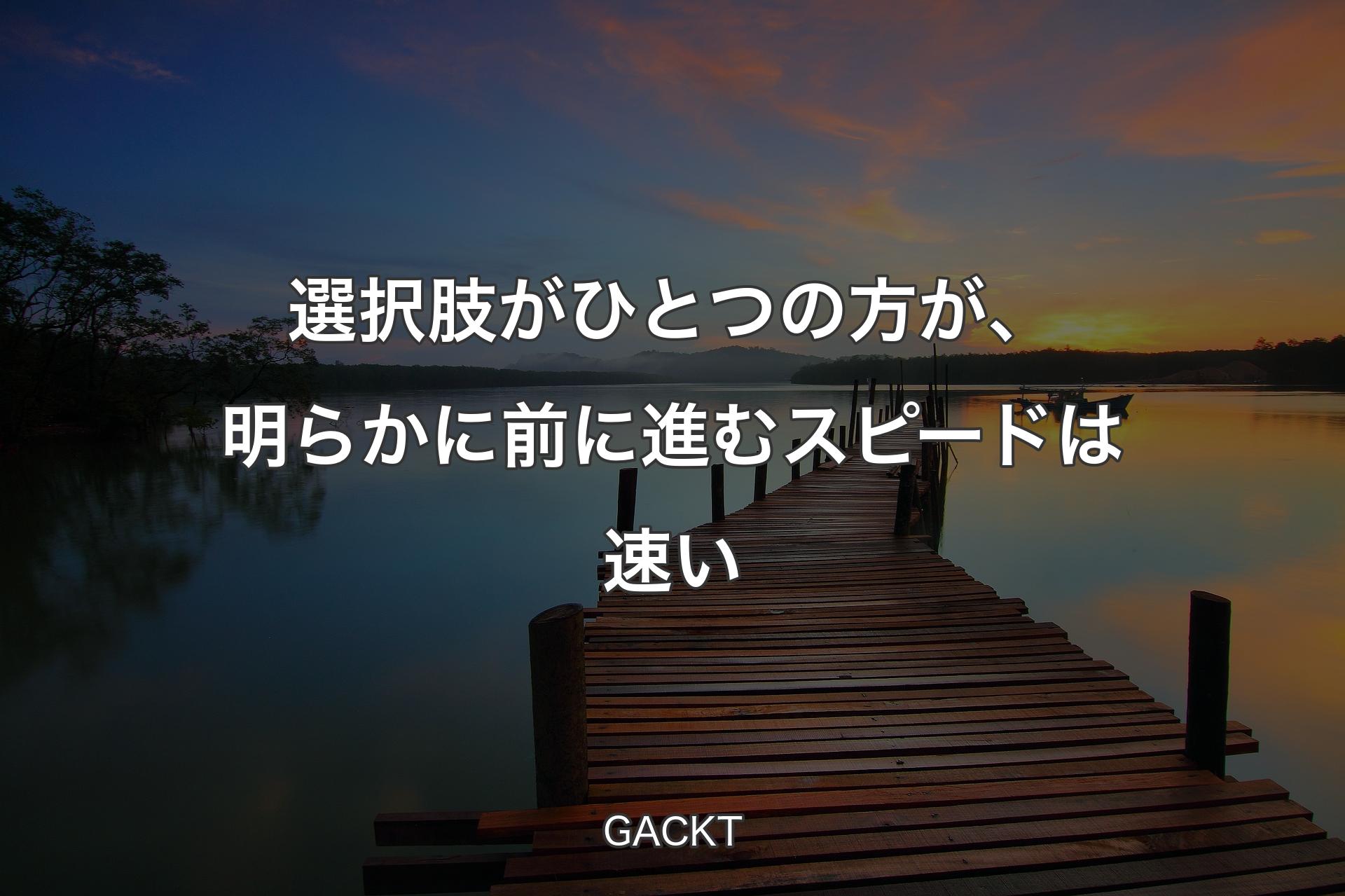 選択肢がひとつの方が、明らかに前に進むスピードは速い - GACKT