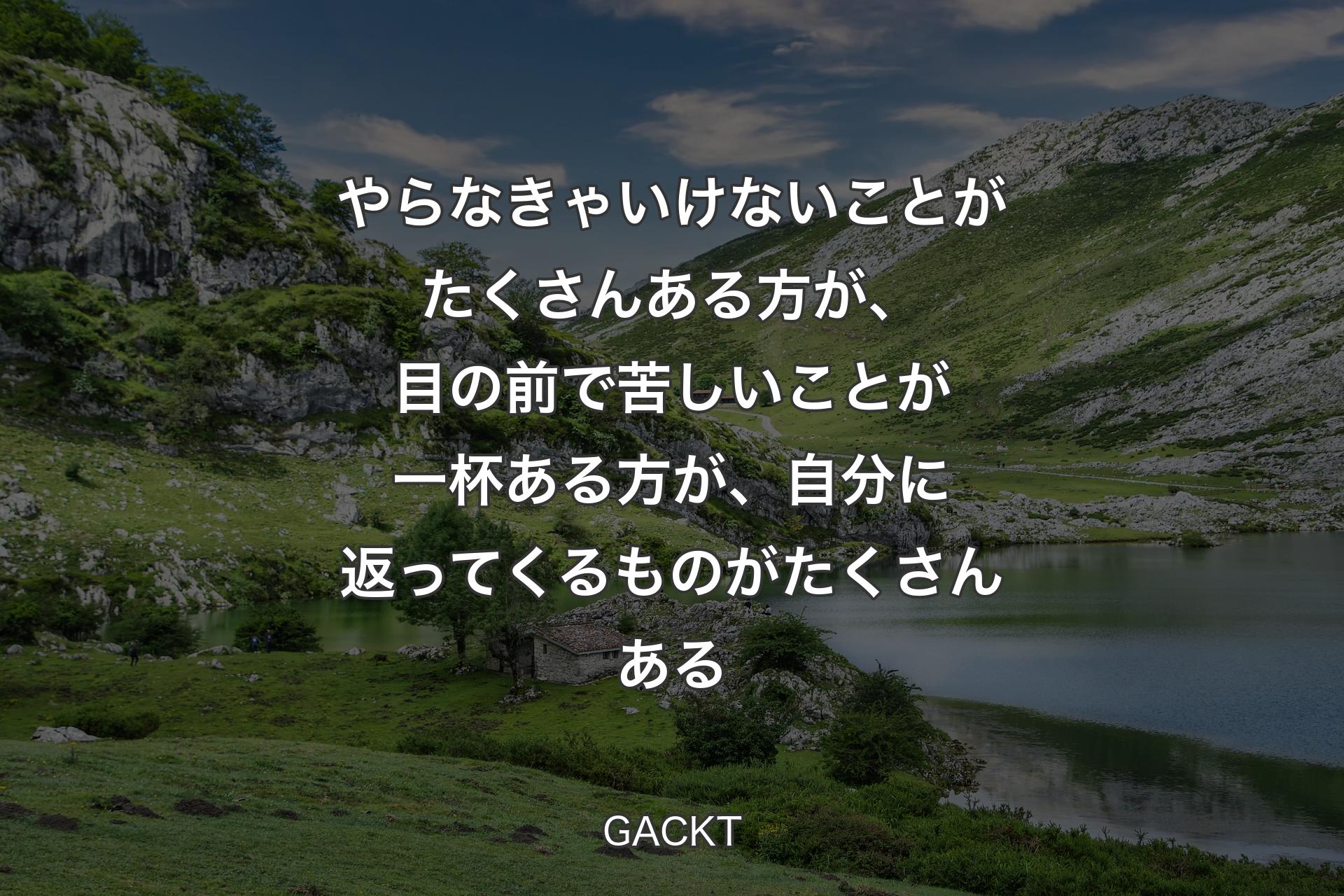 やらなきゃいけないことがたくさんある方が、目の前で苦しいことが一杯ある方が、自分に返ってくるものがたくさんある - GACKT