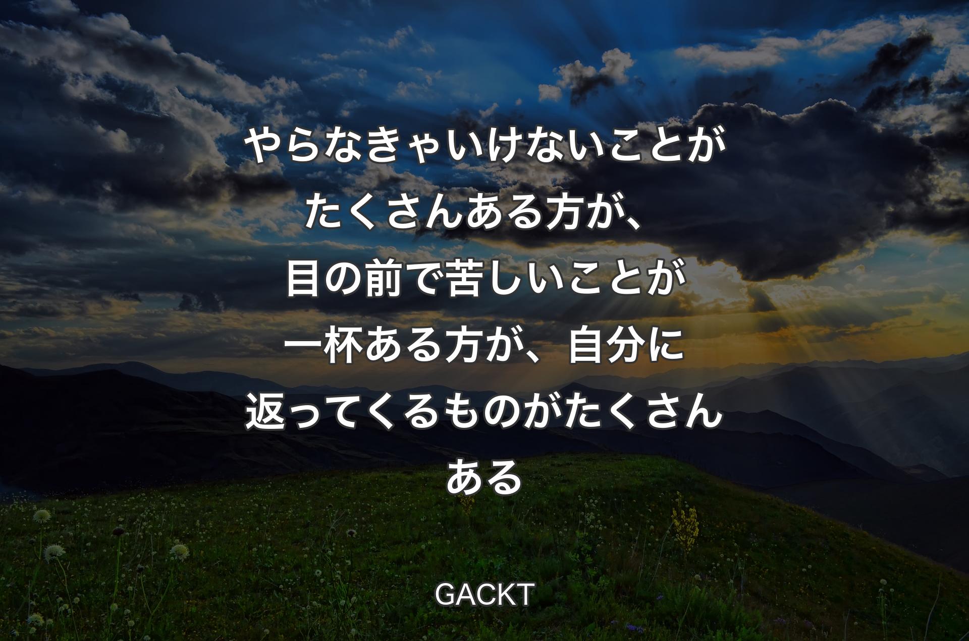 やらなきゃいけないことがたくさんある方が、目の前で苦しいことが一杯ある方が、自分に返ってくるものがたくさんある - GACKT