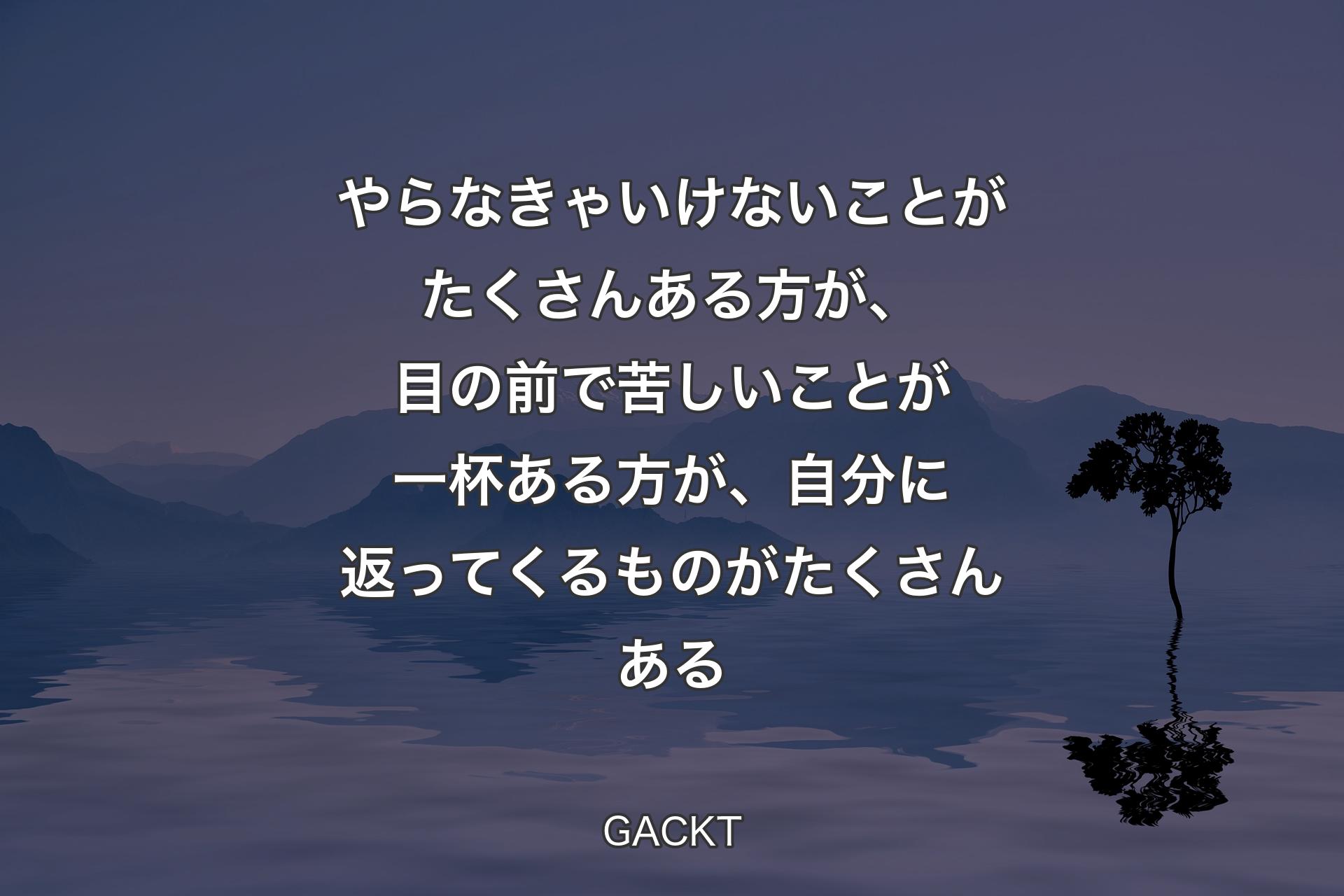 【背景4】やらなきゃいけないことがたくさんある方が、目の前で苦しいことが一杯ある方が、自分に返ってくるものがたくさんある - GACKT