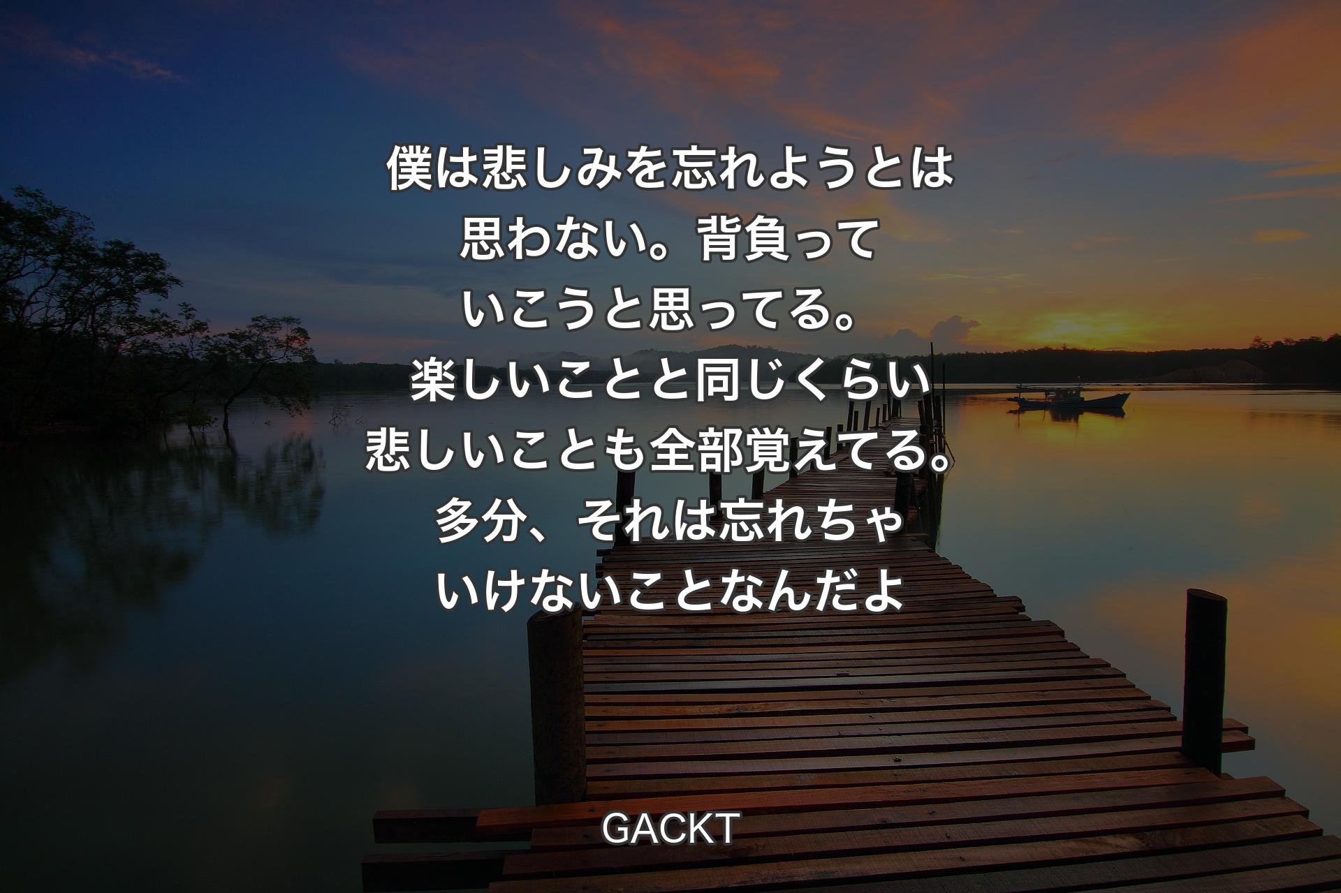 【背景3】僕は悲しみを忘れようとは思わない。背負っていこうと思ってる。楽しいことと同じくらい悲しいことも全部覚えてる。多分、それは忘れちゃいけないことなんだよ - GACKT