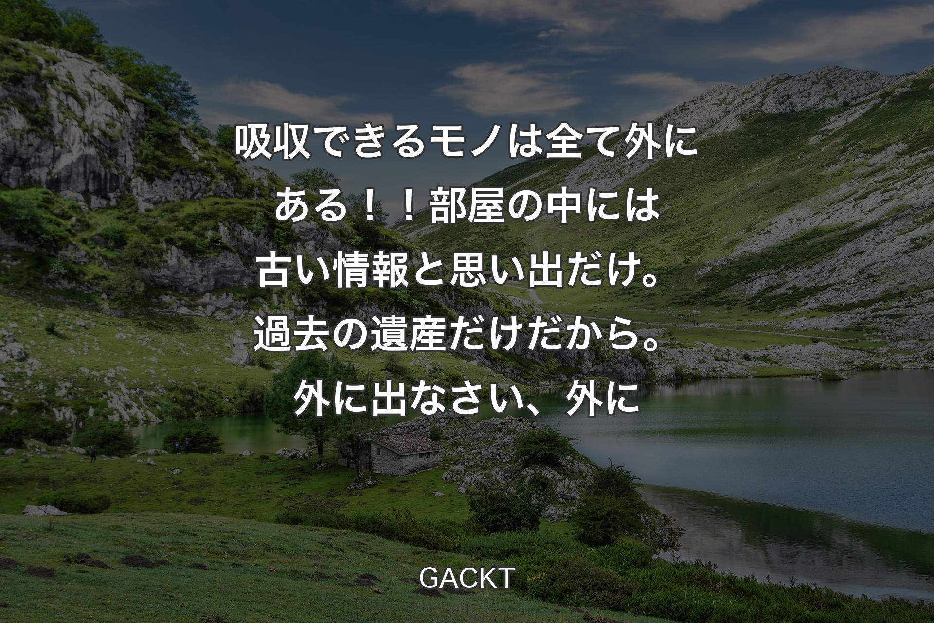 【背景1】吸収できるモノは全て外にある！！部屋の中には古い情報と思い出だけ。過去の遺産だけだから。外に出なさい、外に - GACKT