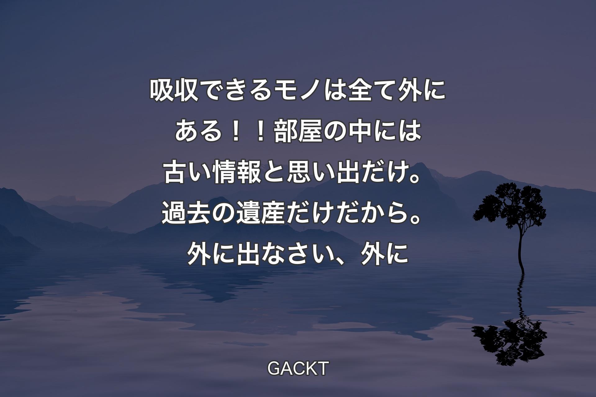 【背景4】吸収できるモノは全て外にある！！部屋の中には古い情報と思い出だけ。過去の遺産だけだから。外に出なさい、外に - GACKT