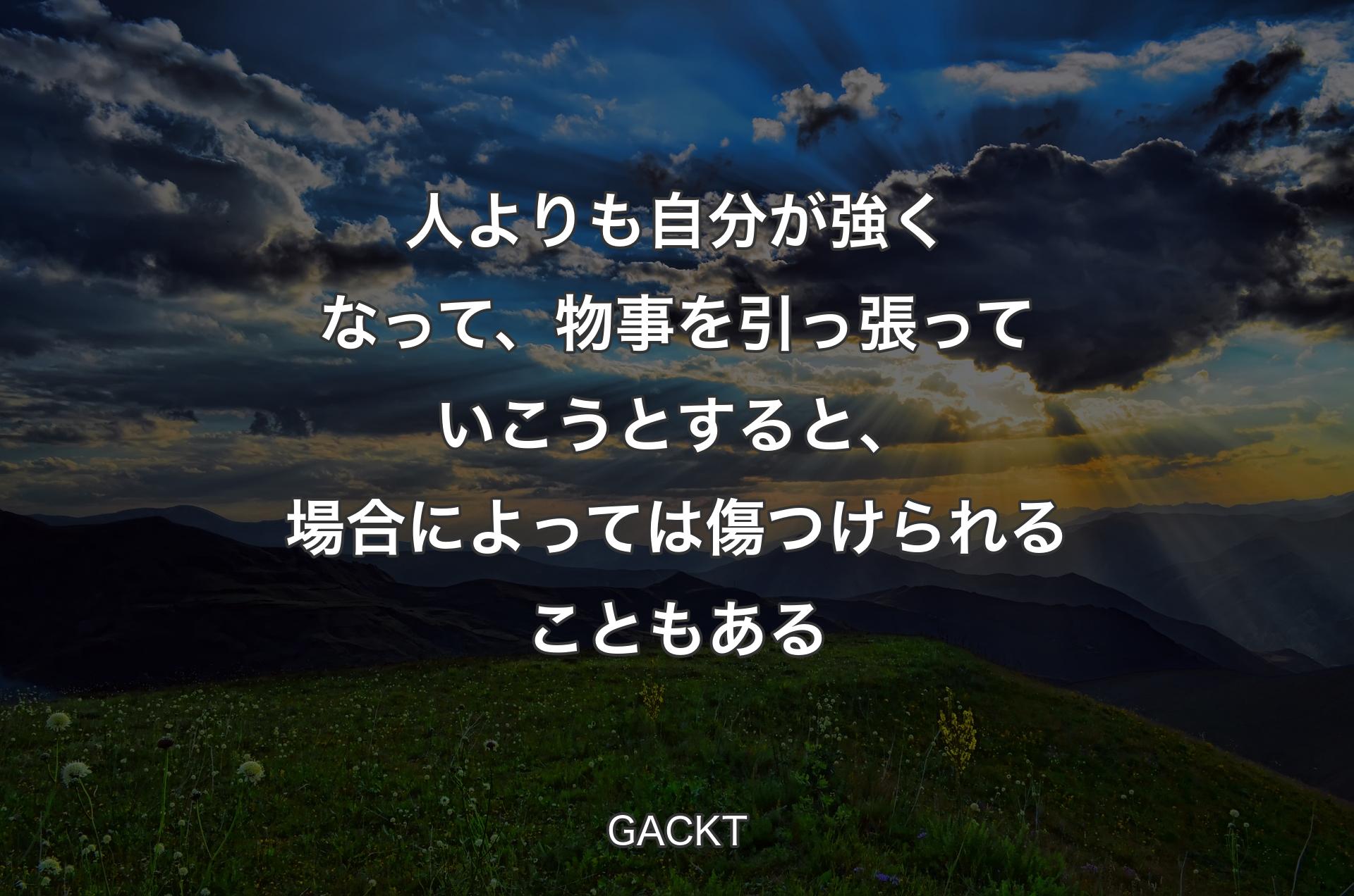 人よりも自分が強くなって、物事を引っ張っていこうとすると、場合によっては傷つけられることもある - GACKT