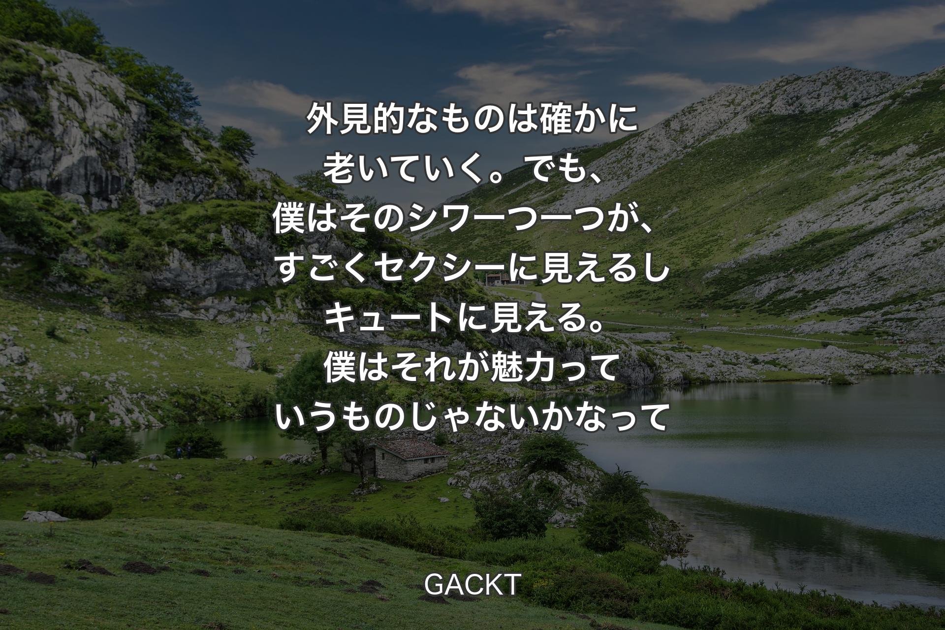 【背景1】外見的なものは確かに老いていく。でも、僕はそのシワ一つ一つが、すごくセクシーに見えるしキュートに見える。僕はそれが魅力っていうものじゃないかなって - GACKT