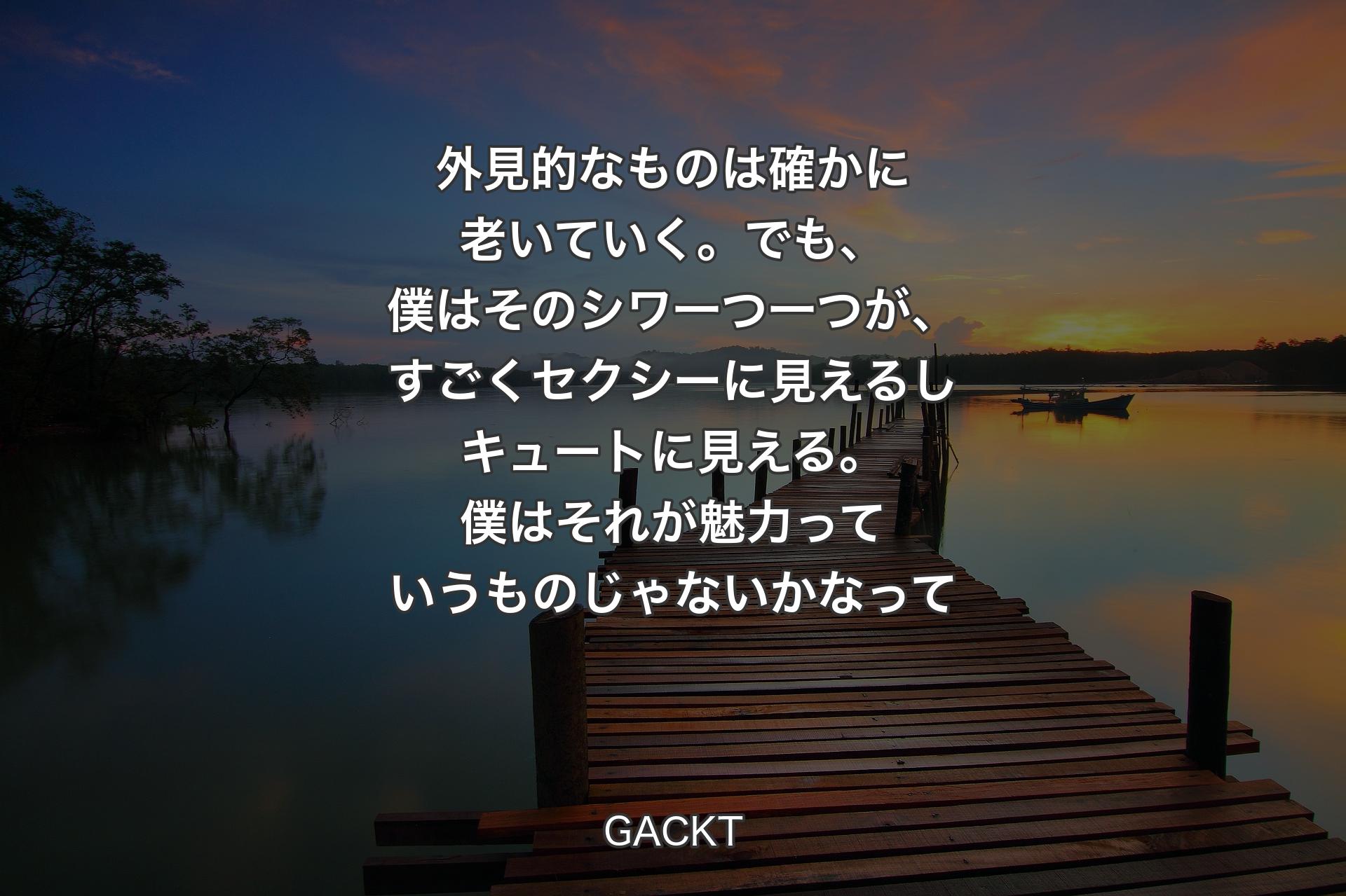 【背景3】外見的なものは確かに老いていく。でも、僕はそのシワ一つ一つが、すごくセクシーに見えるしキュートに見える。僕はそれが魅力っていうものじゃないかなって - GACKT