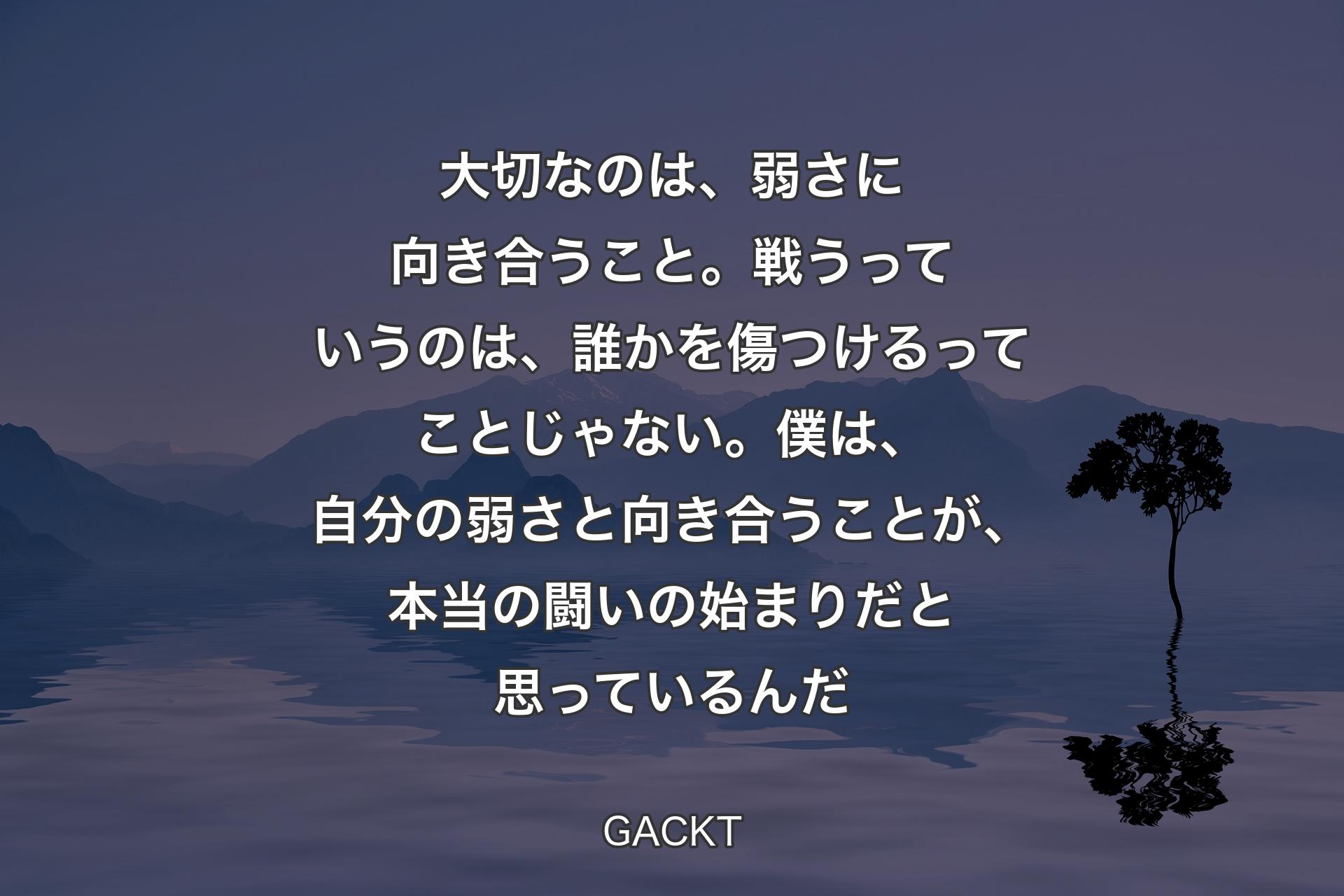 【背景4】大切なのは、弱さに向き合うこと。戦うっていうのは、誰かを傷つけるってことじゃない。僕は、自分の弱さと向き合うことが、本当の闘いの始まりだと思っているんだ - GACKT