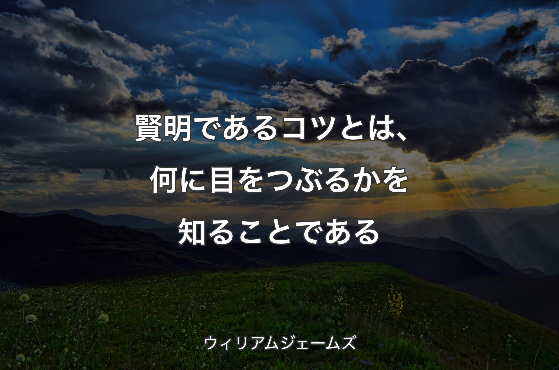 賢明であるコツとは、何に�目をつぶるかを知ることである - ウィリアムジェームズ