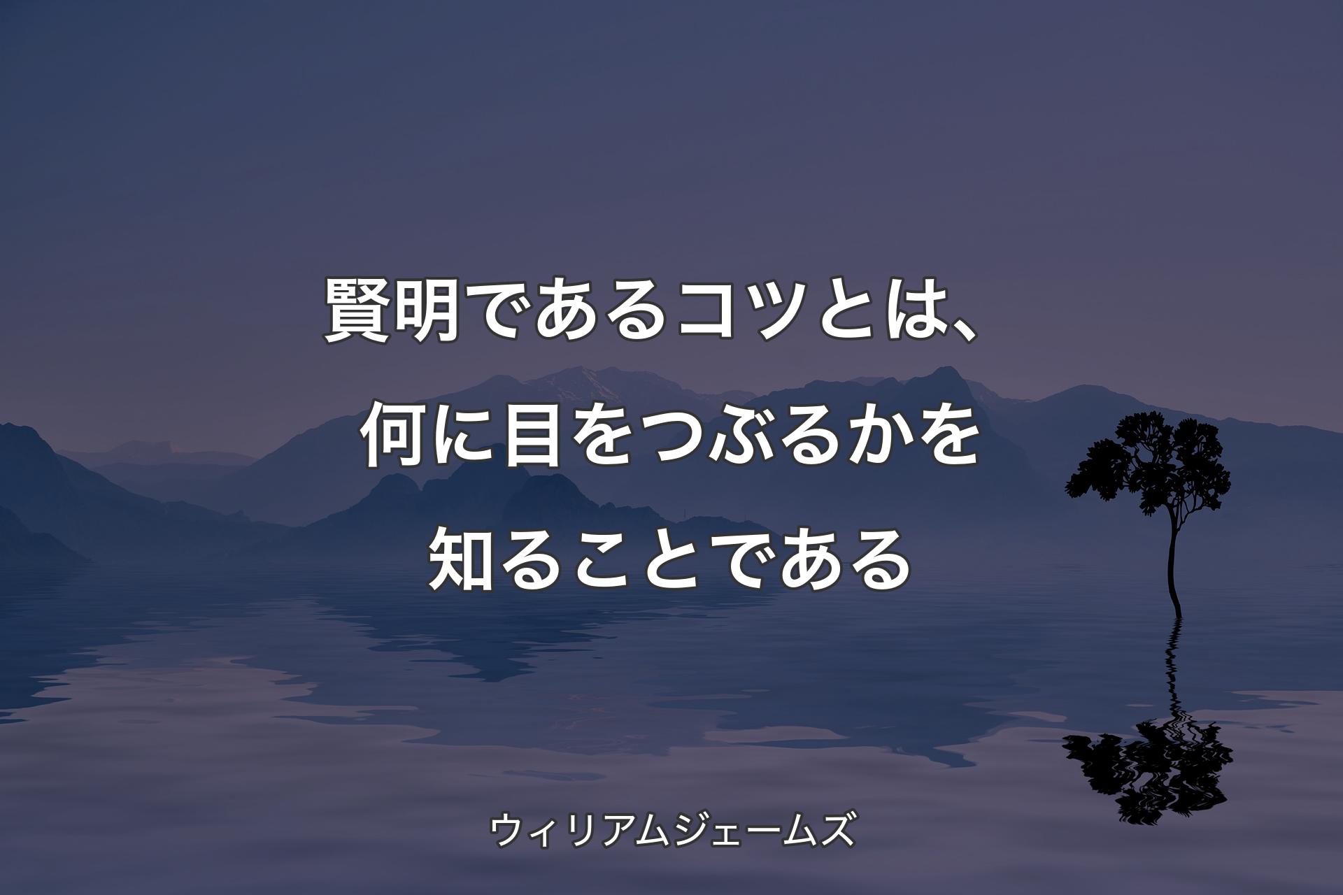 賢明であるコツとは、何に目をつぶるかを知ることである - ウィリアムジェームズ