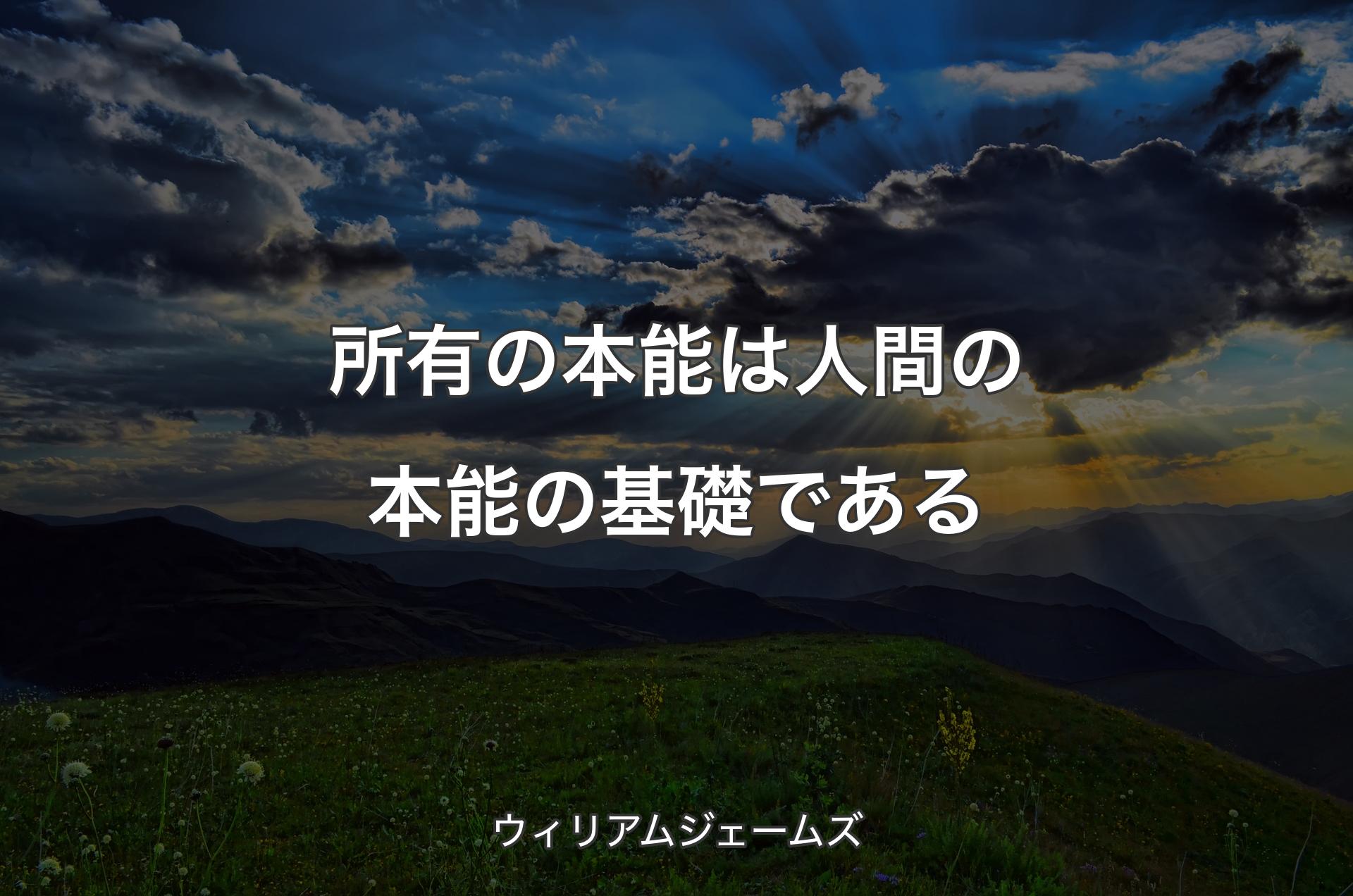 所有の本能は人間の本能の基礎である - ウィリアムジェームズ