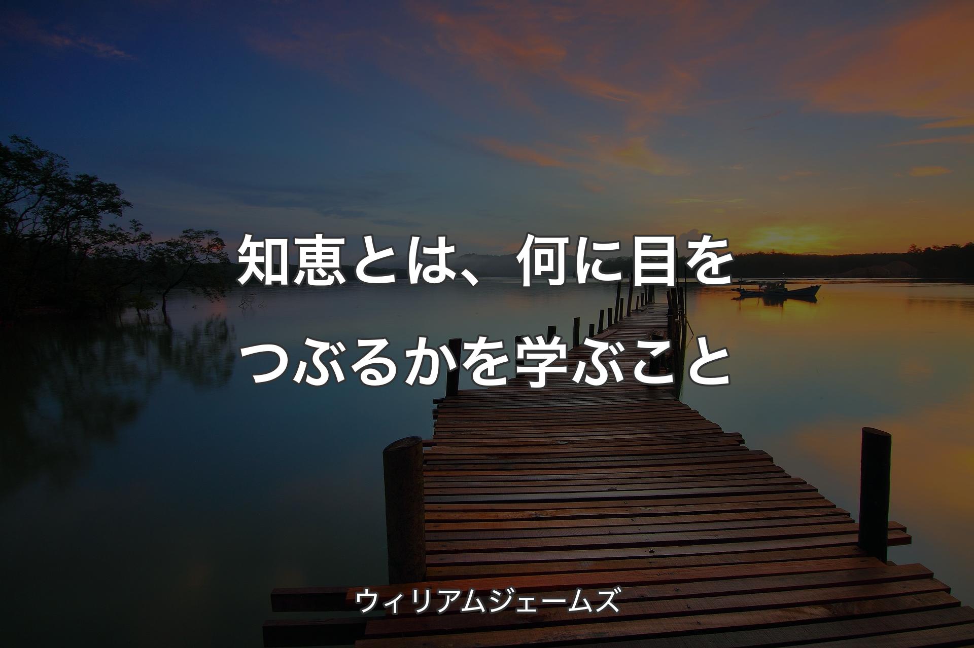 【背景3】知恵とは、何に目をつぶるかを学ぶこと - ウィリアムジェームズ