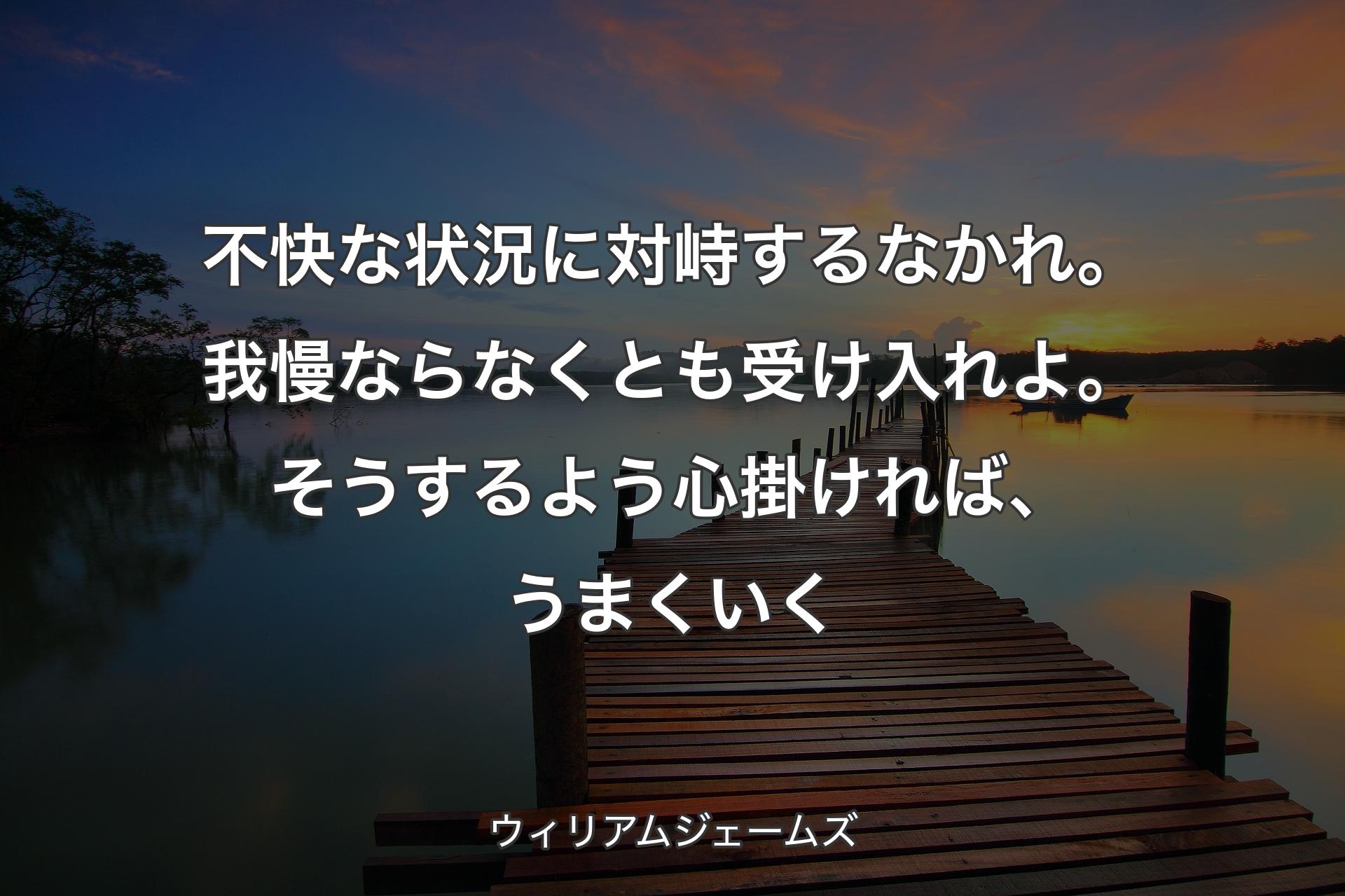 【背景3】不快な状況に対峙するなかれ。我慢ならなくとも受け入れよ。そうするよう心掛ければ、うまくいく - ウィリアムジェームズ