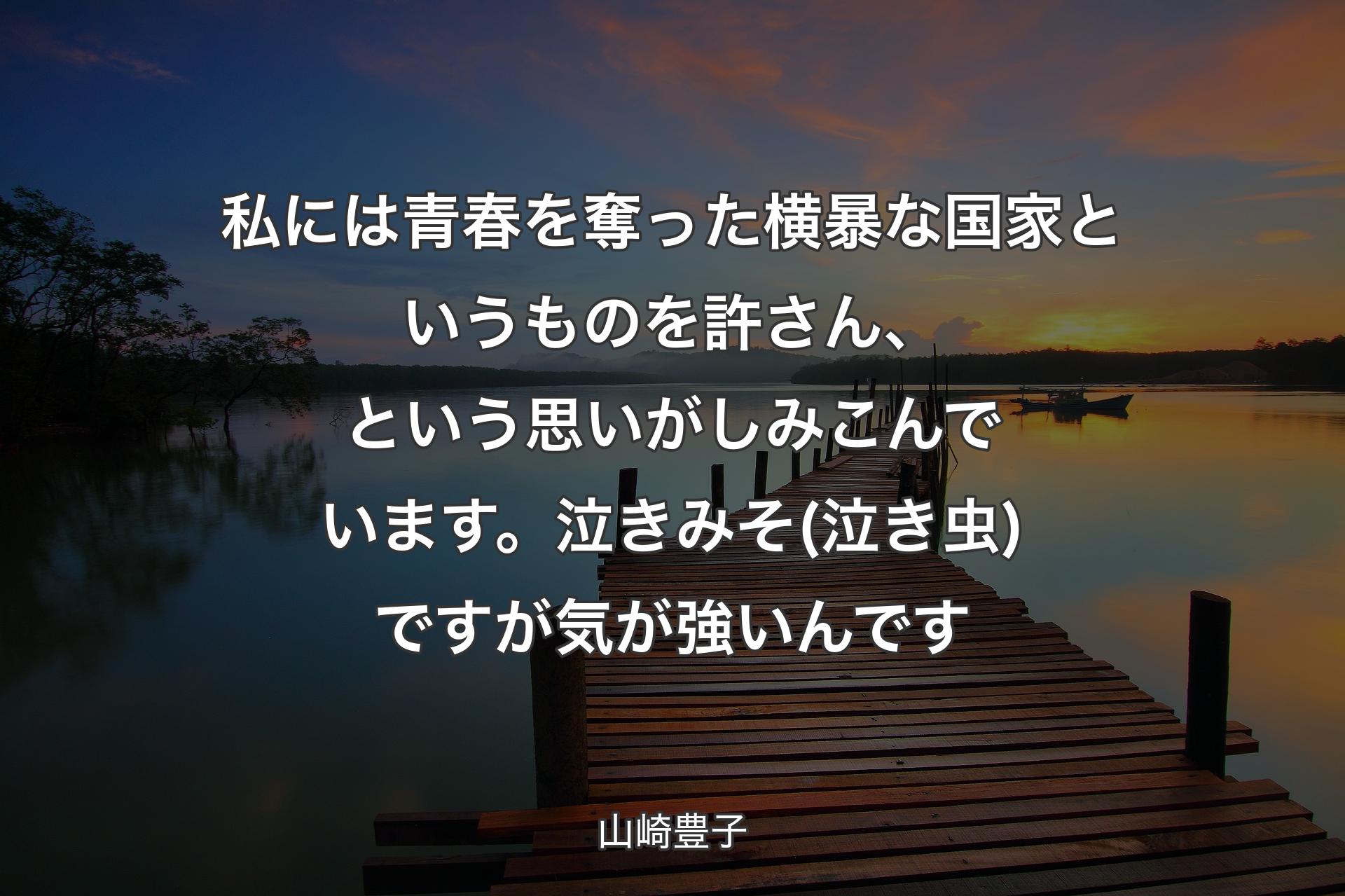 【背景3】私には青春を奪った横暴な国家というものを許さん、という思いがしみこんでいます。泣きみそ(泣き虫)ですが気が強いんです - 山崎豊子