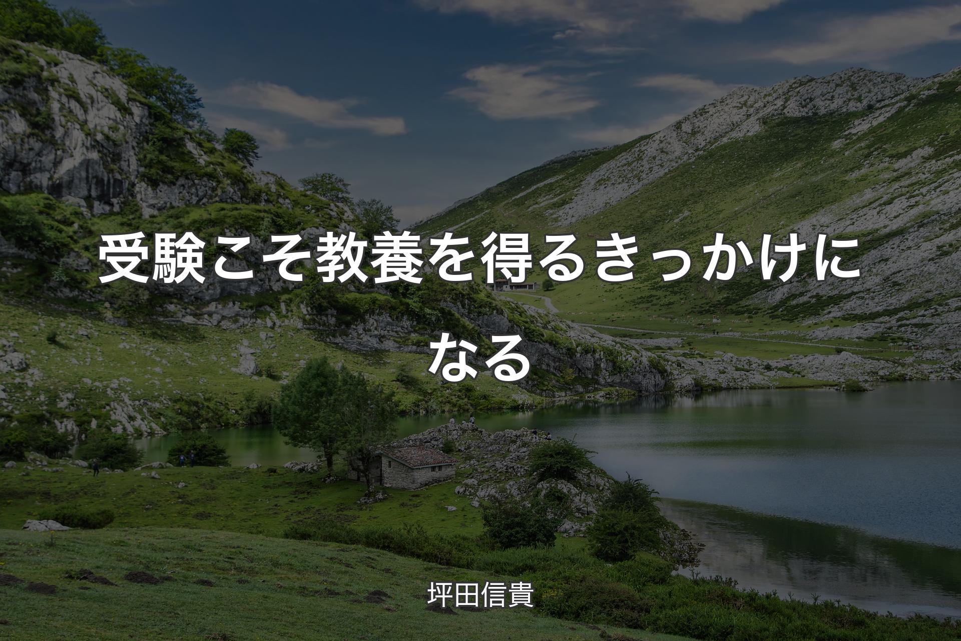 【背景1】受験こそ教養を得るきっかけになる - 坪田信貴