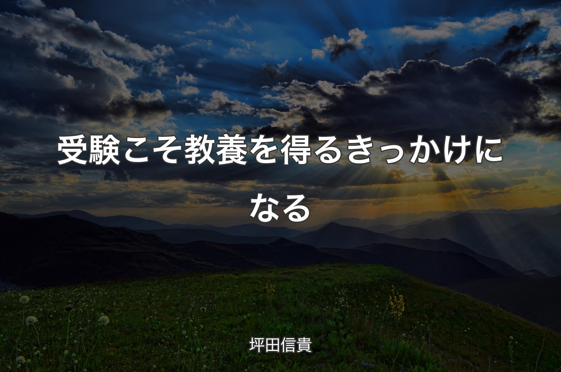 受験こそ教養を得るきっかけになる - 坪田信貴