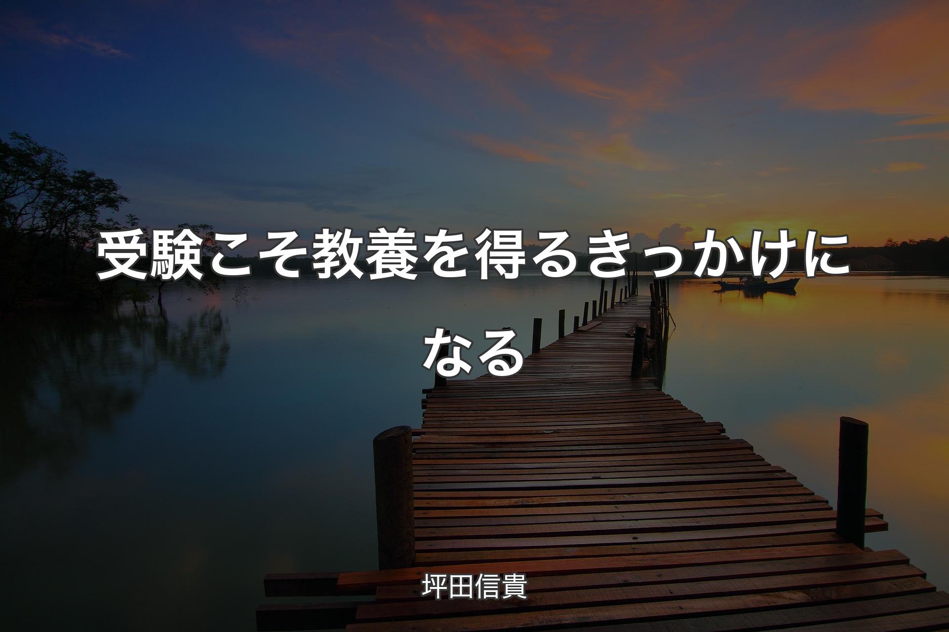 【背景3】受験こそ教養を得るきっかけになる - 坪田信貴