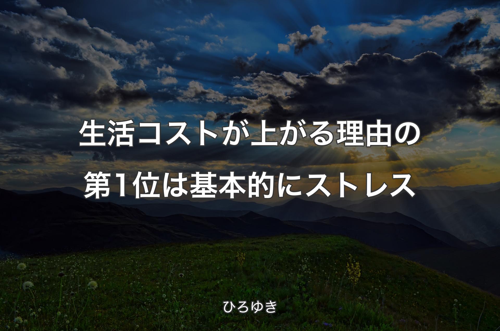 生活コストが上がる理由の第1位は基本的にストレス - ひろゆき