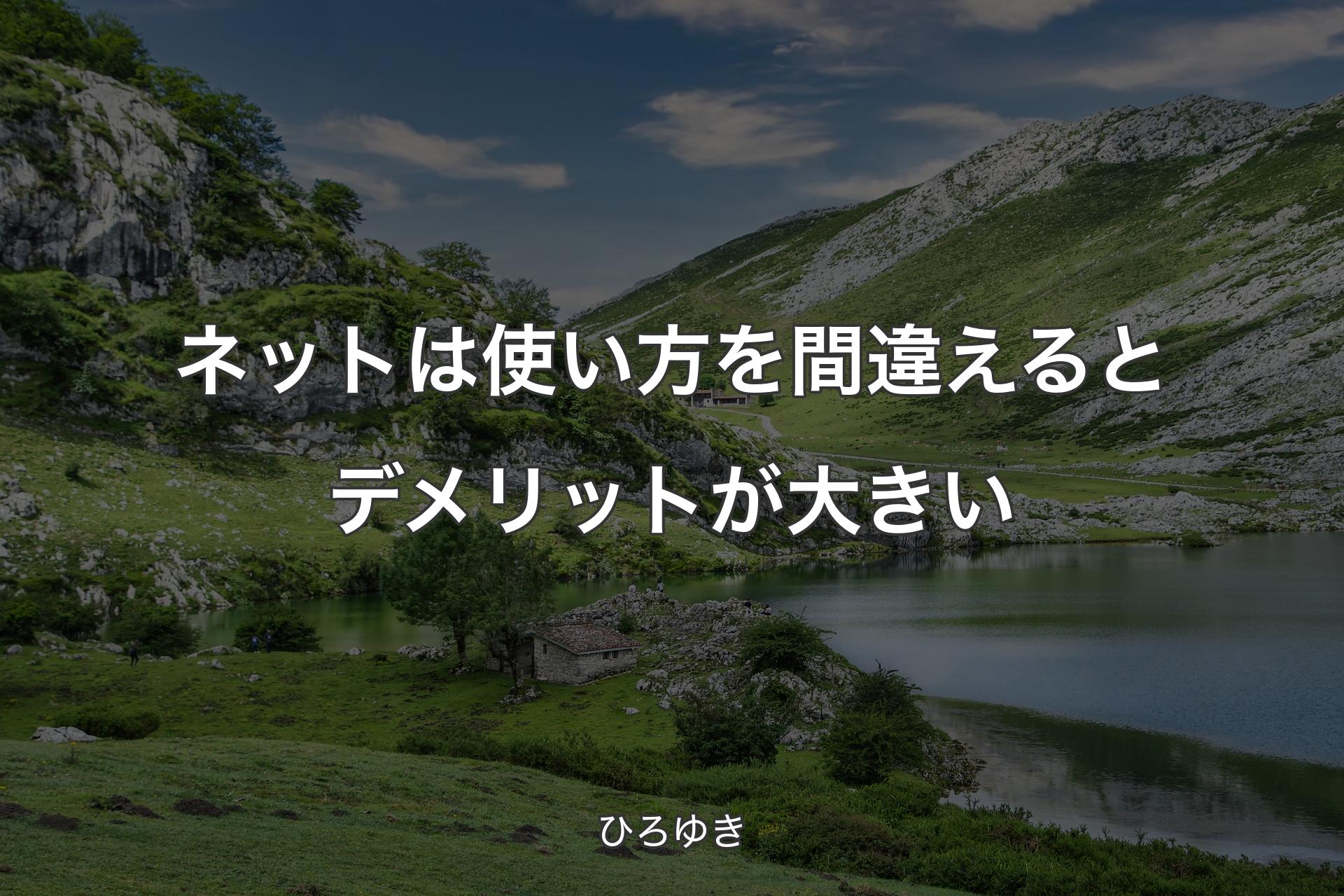 ネットは使い方を間違えるとデメリットが大きい - ひろゆき