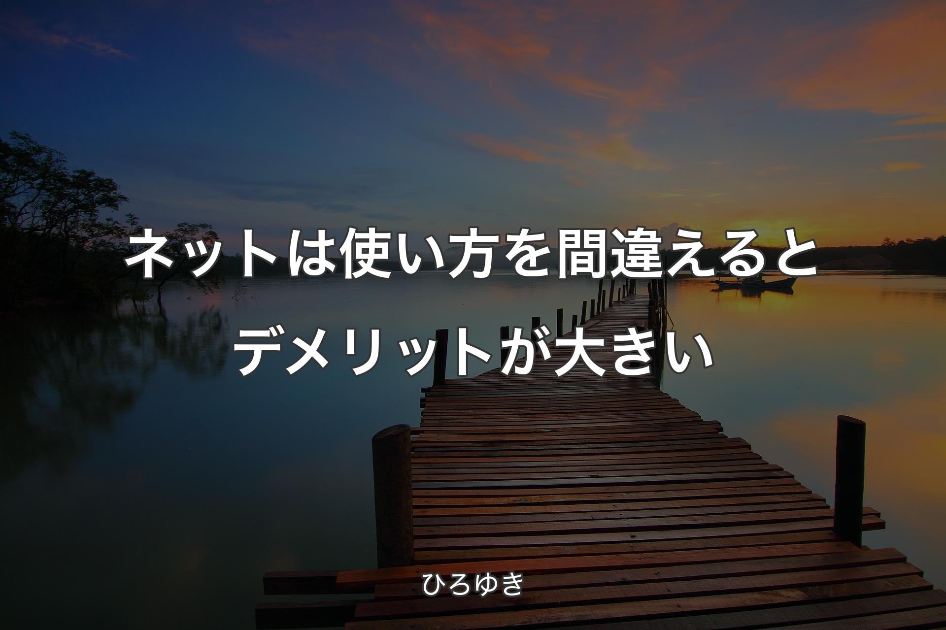 ネットは使い方を間違えるとデメリットが大きい - ひろゆき